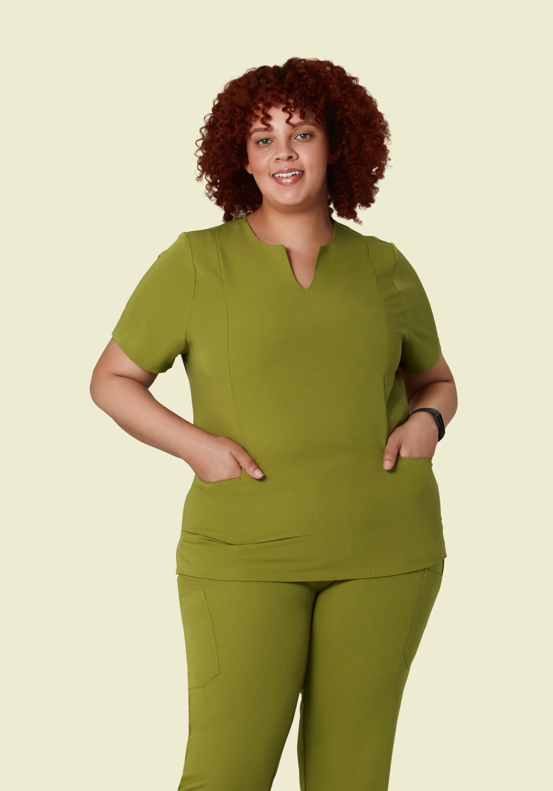5 Pocket Notch Neck Top Avocado - Image 4