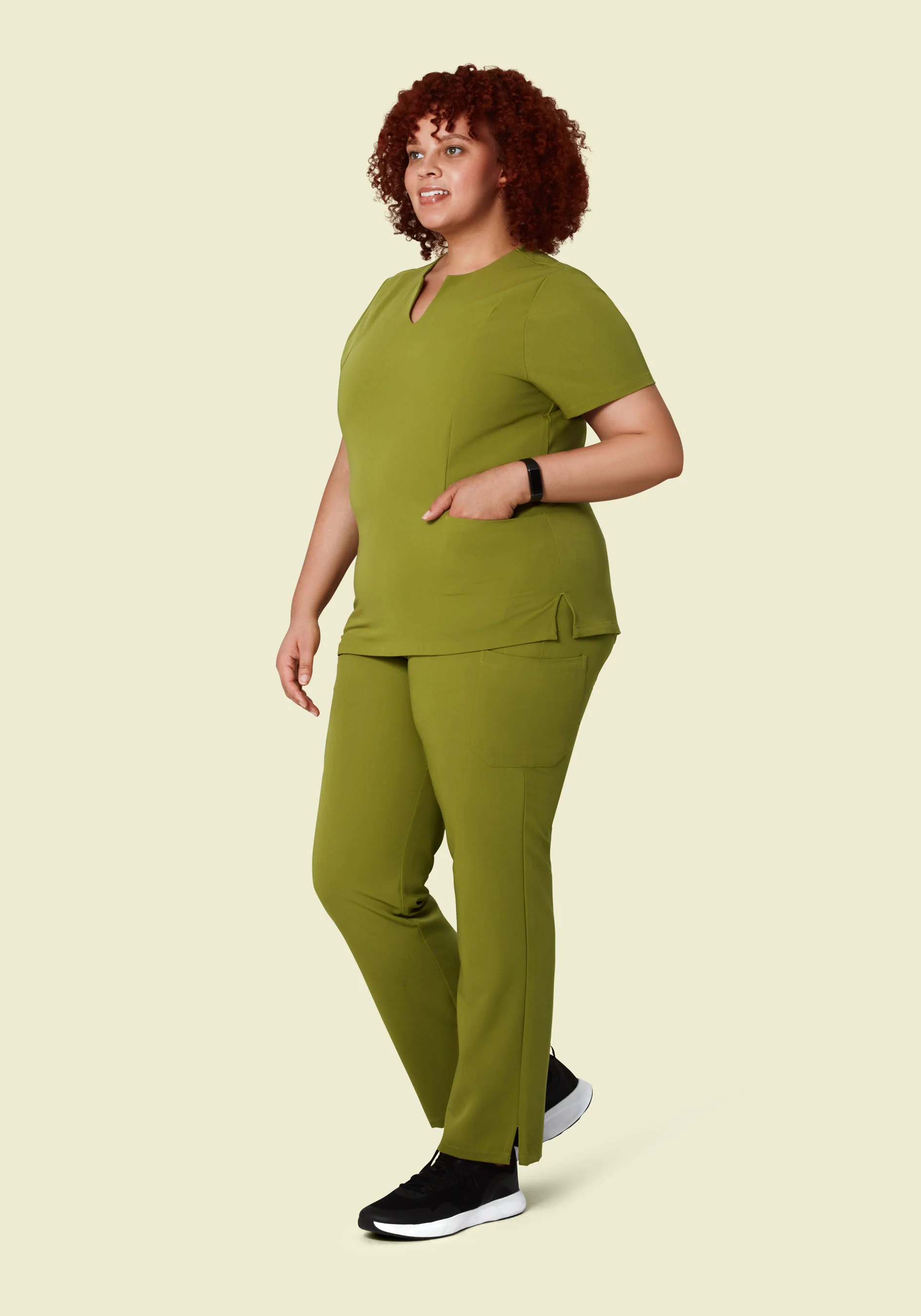 5 Pocket Notch Neck Top Avocado - Image 6