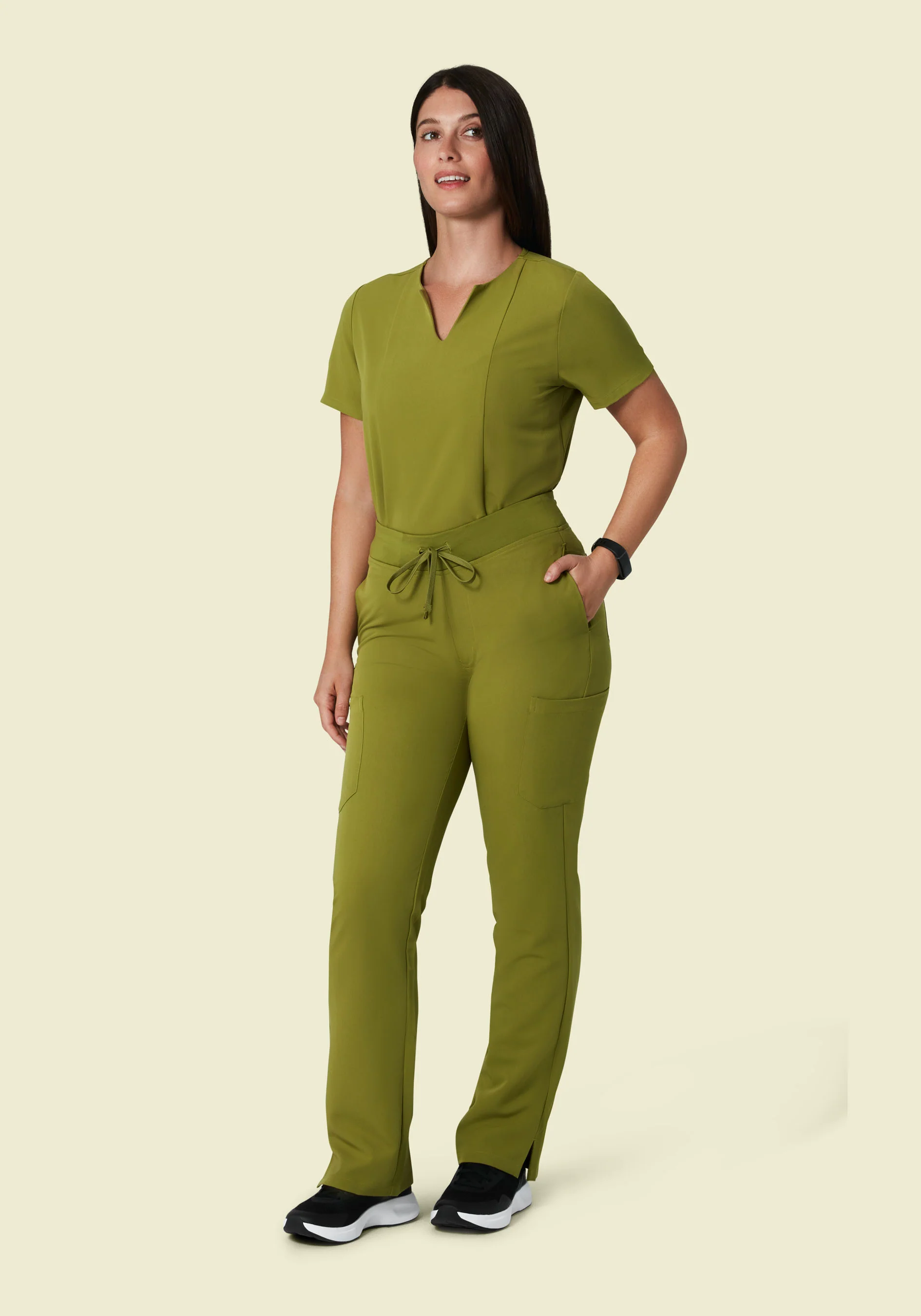 5 Pocket Notch Neck Top Avocado - Image 7