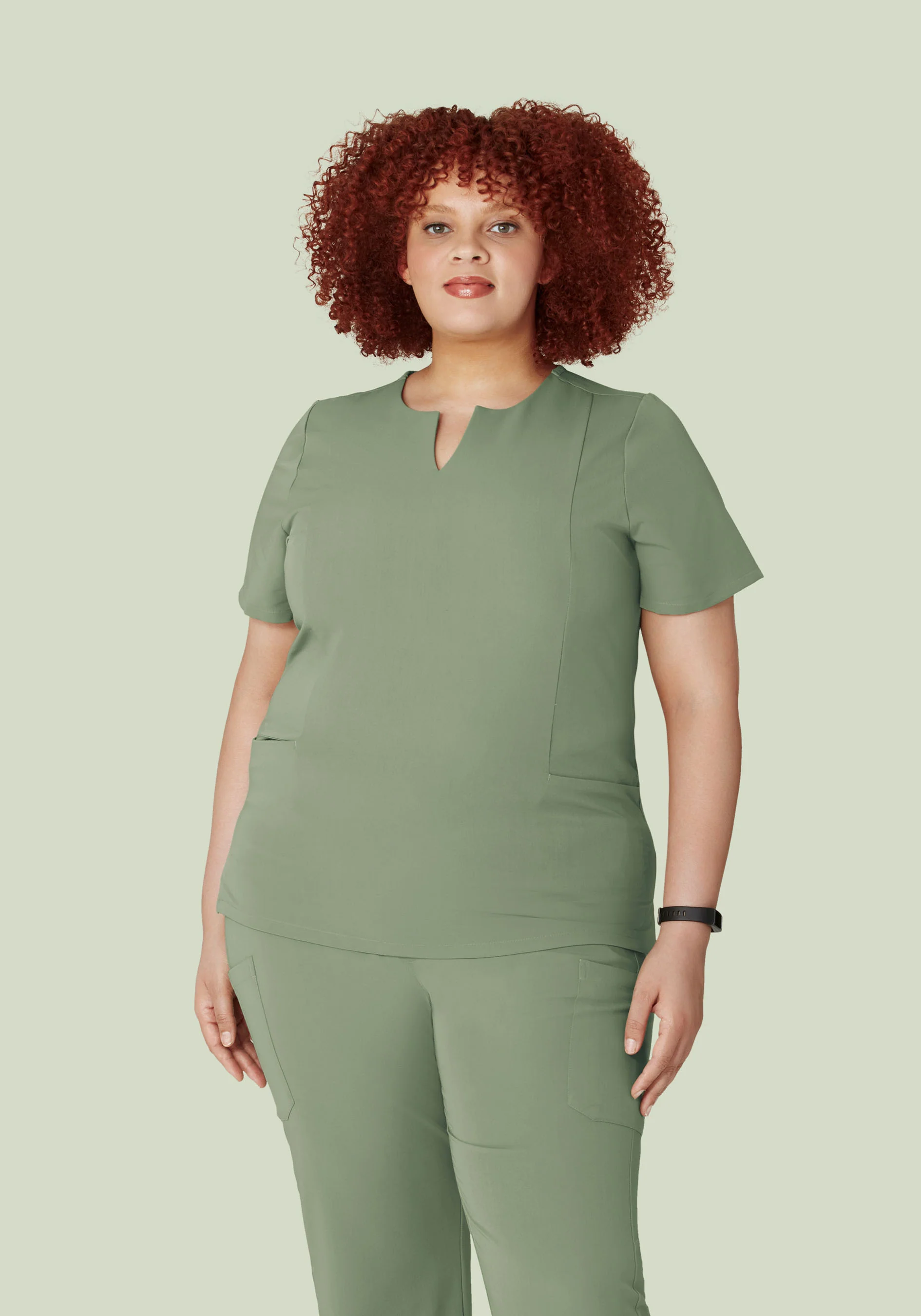5 Pocket Notch Neck Top Cool Sage - Image 5
