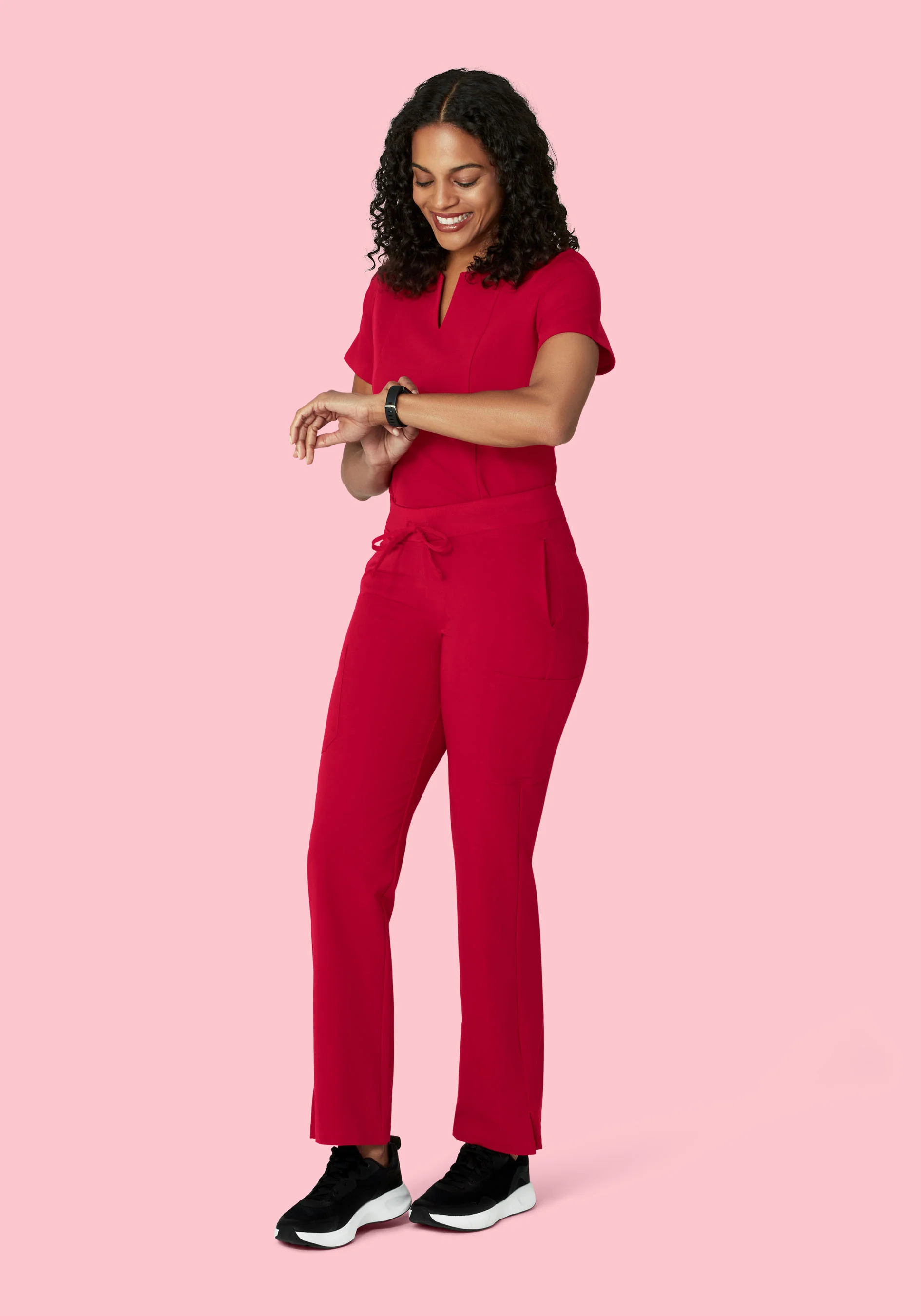5 Pocket Notch Neck Top Crimson - Image 3