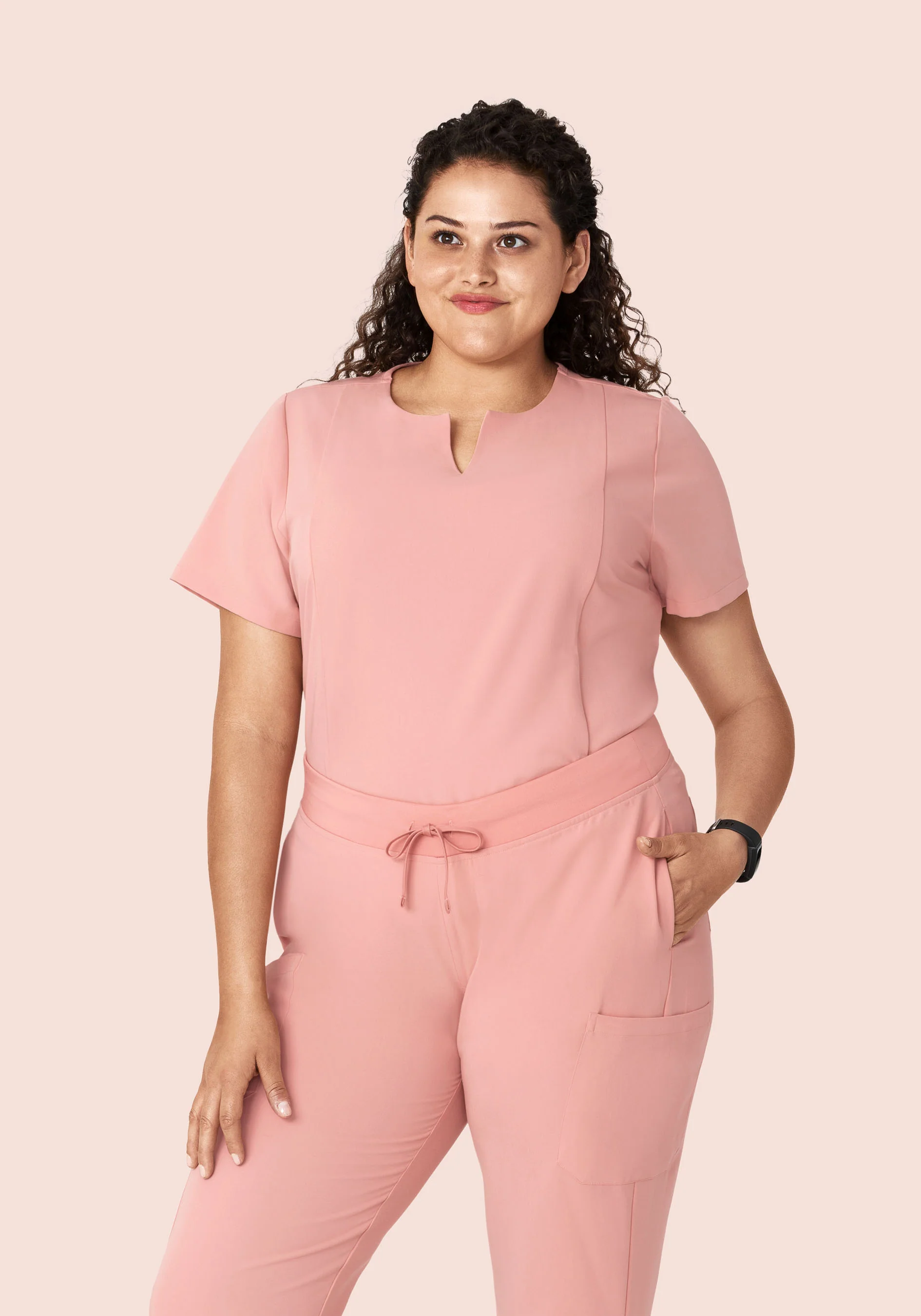 5 Pocket Notch Neck Top Dusty Pink - Image 6