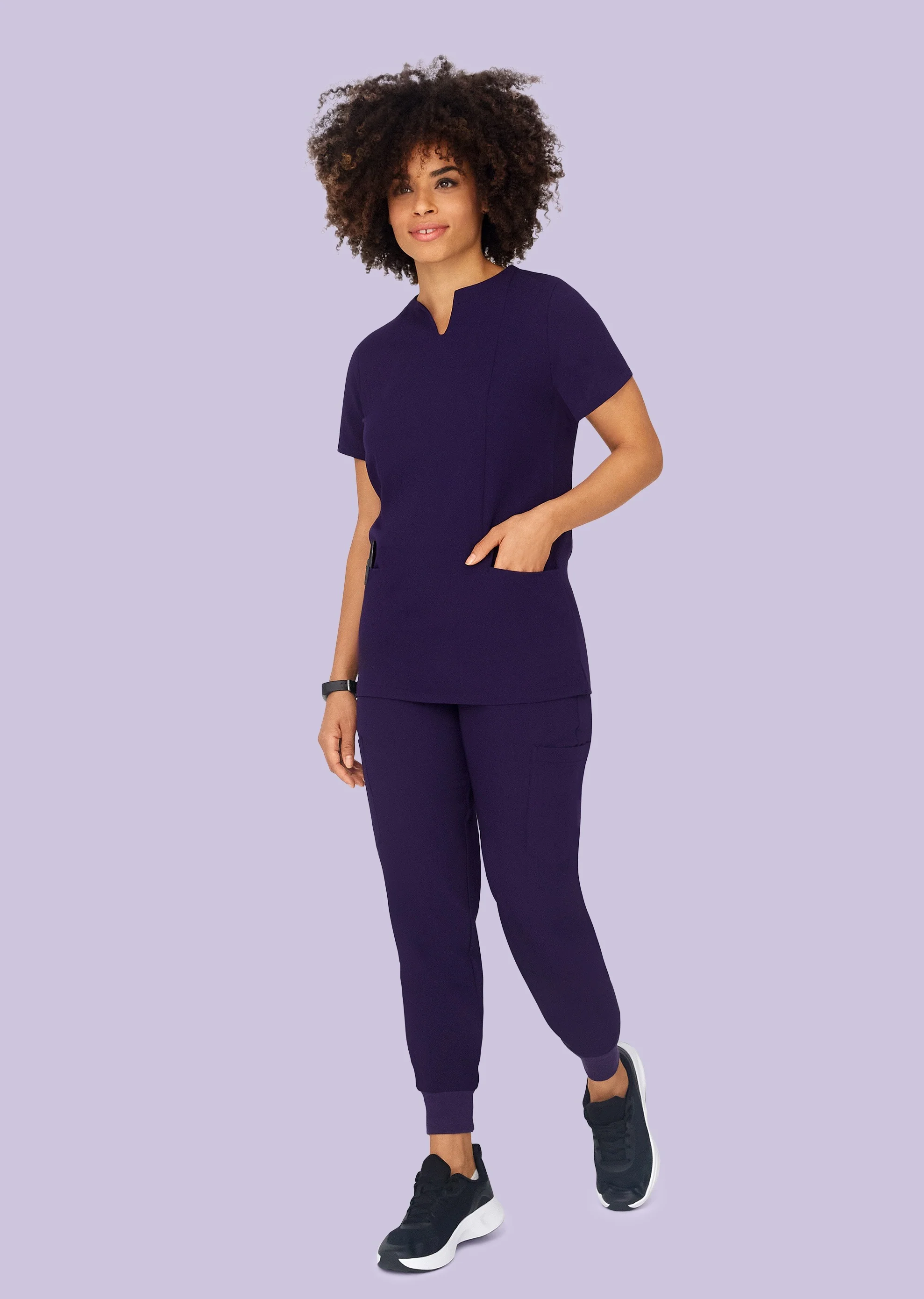 5 Pocket Notch Neck Top Eggplant - Image 4