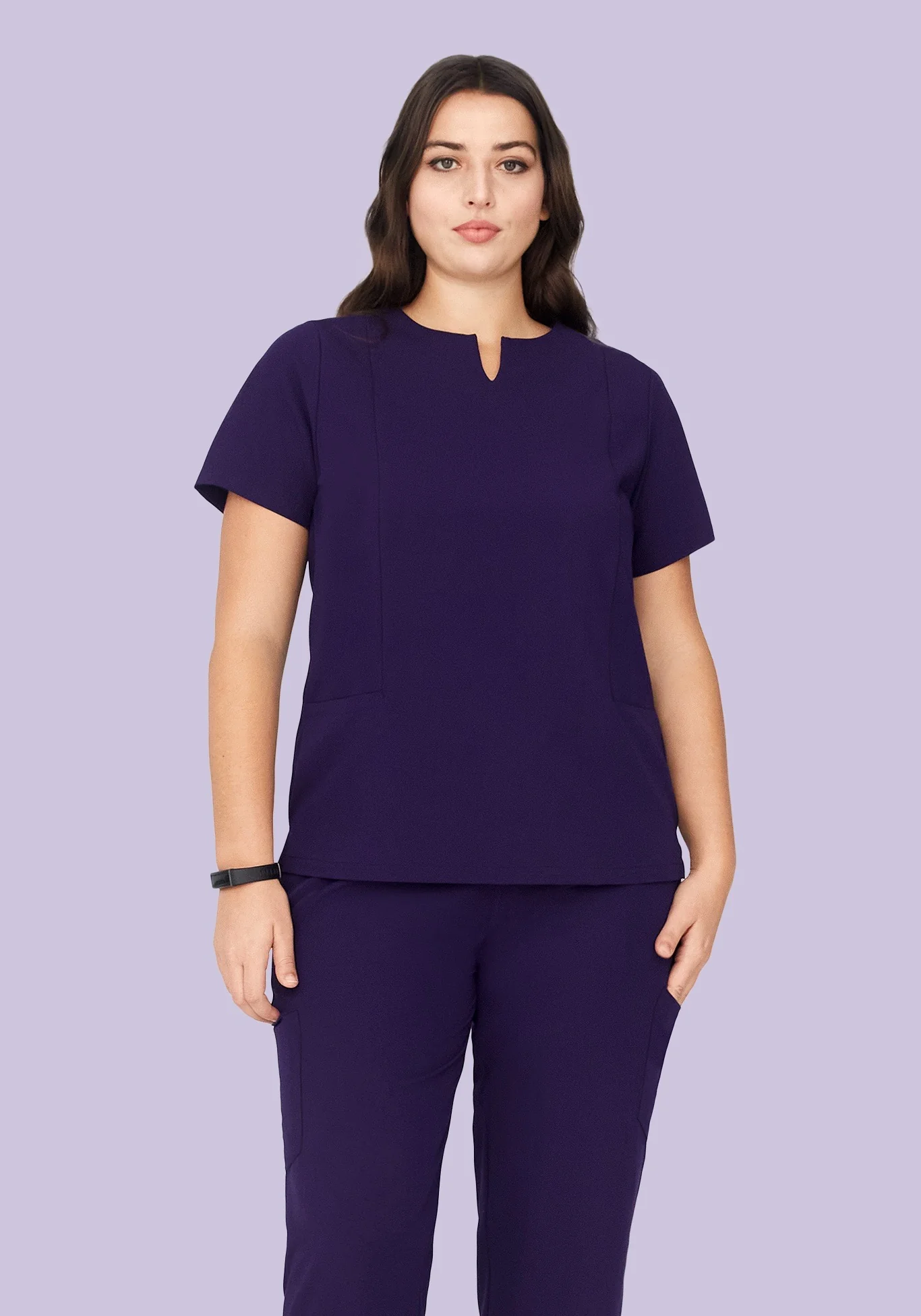 5 Pocket Notch Neck Top Eggplant - Image 5