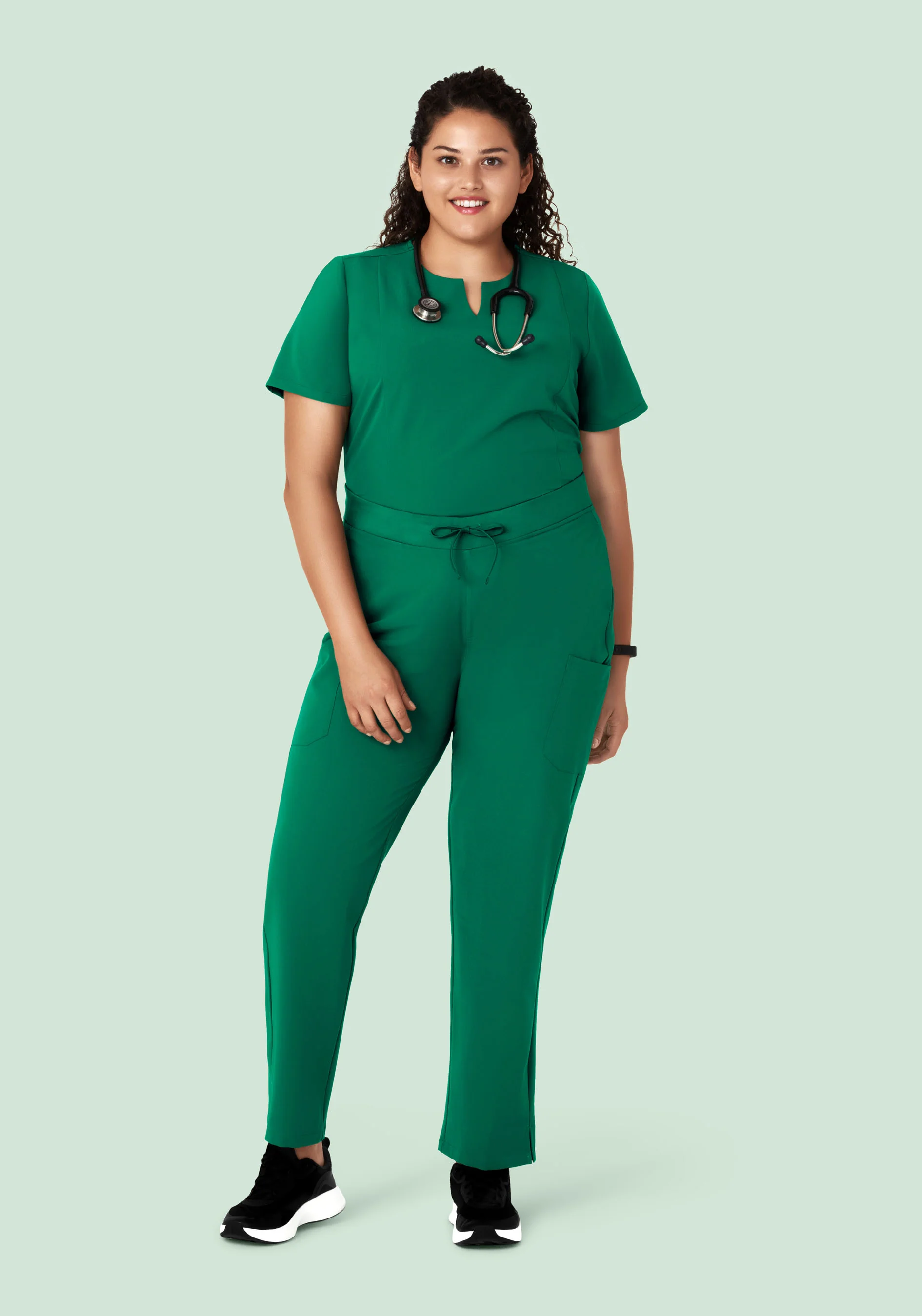 5 Pocket Notch Neck Top Envy Green - Image 7