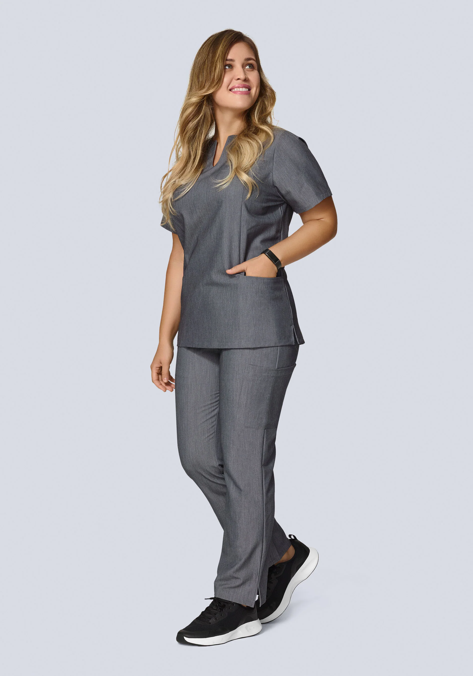 5 Pocket Notch Neck Top Gray - Image 6