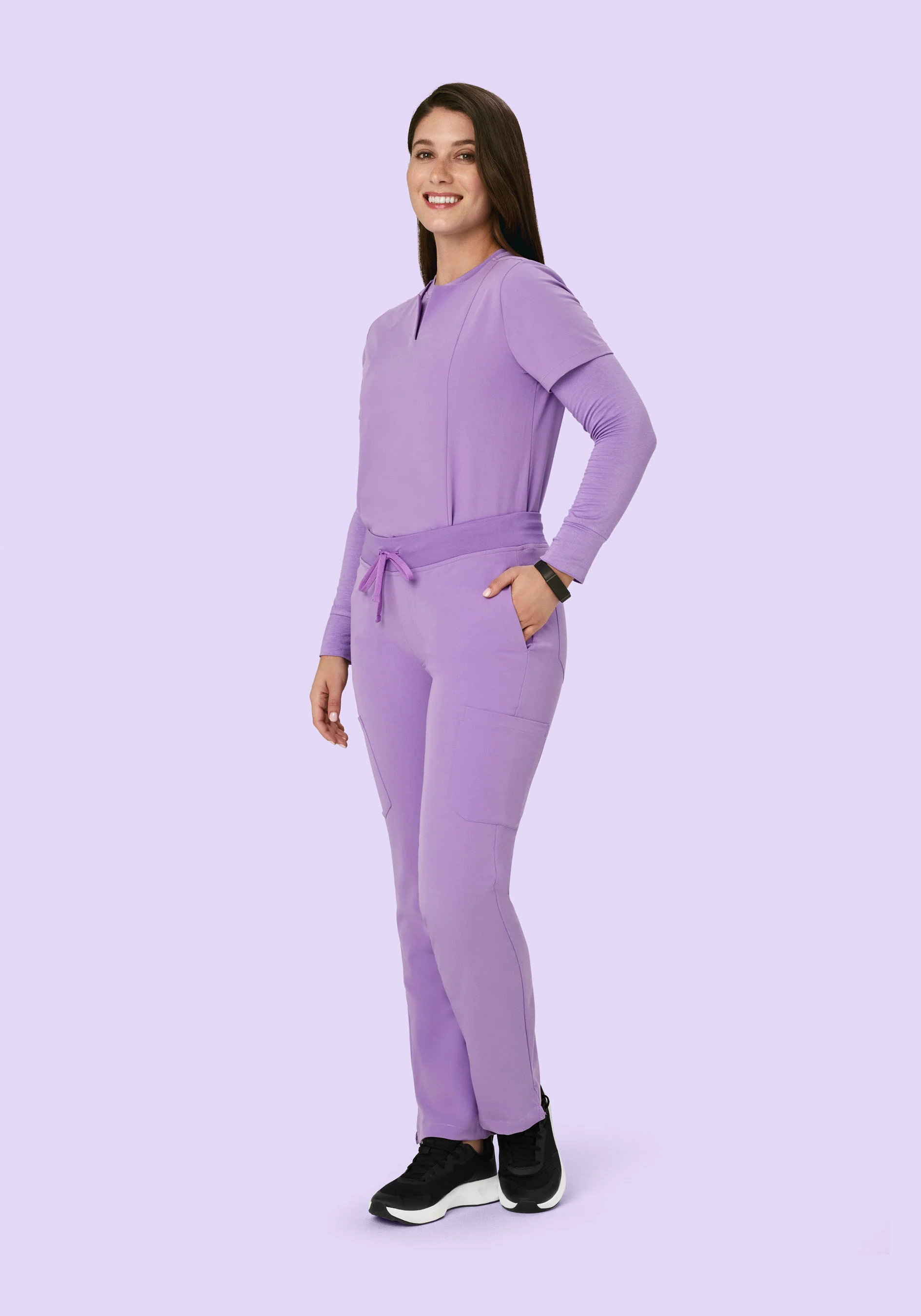 5 Pocket Notch Neck Top Lavender - Image 3