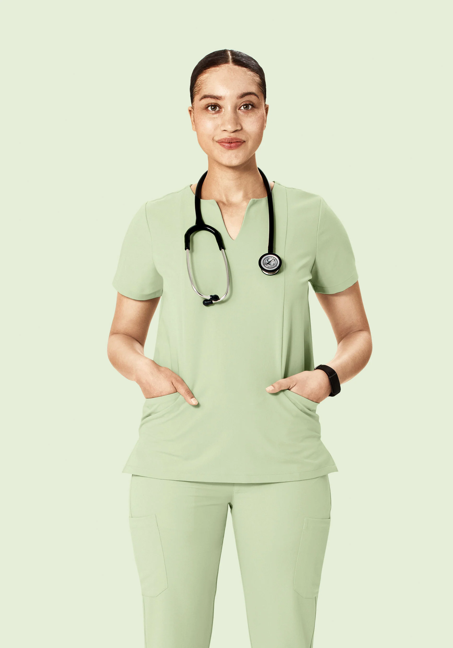 5 Pocket Notch Neck Top Matcha