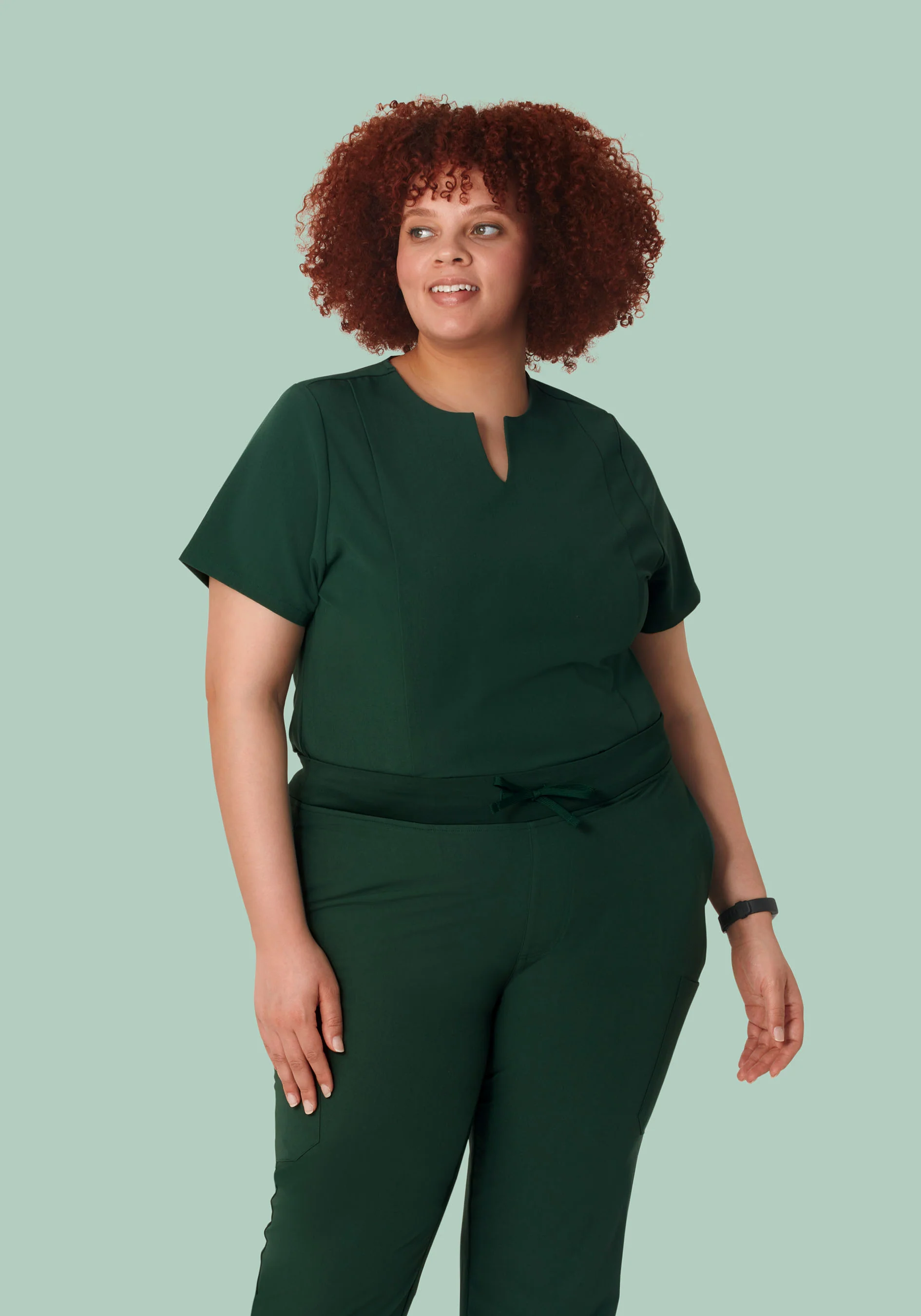 5 Pocket Notch Neck Top Midnight Green - Image 6