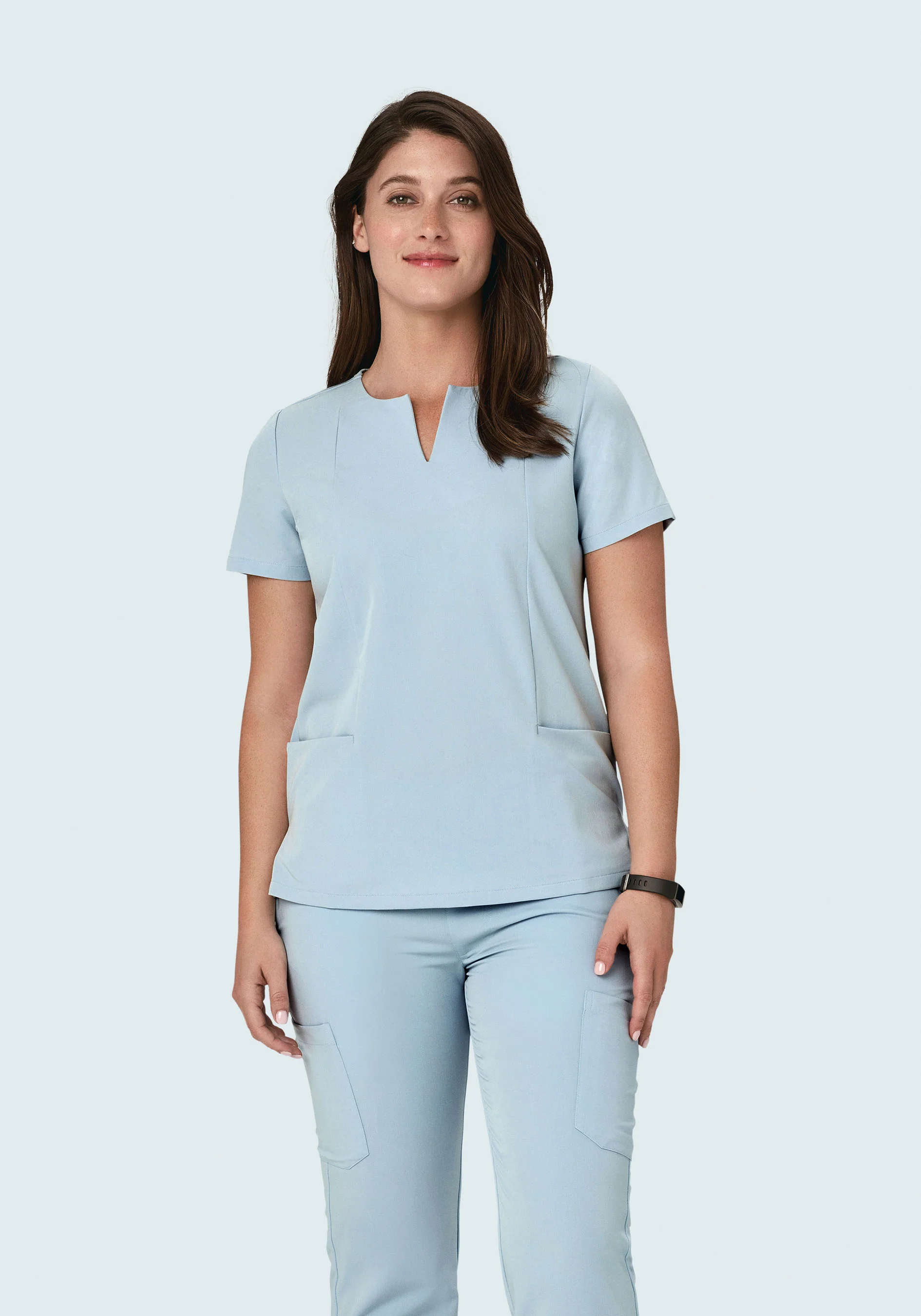 5 Pocket Notch Neck Top Powder Blue - Image 2