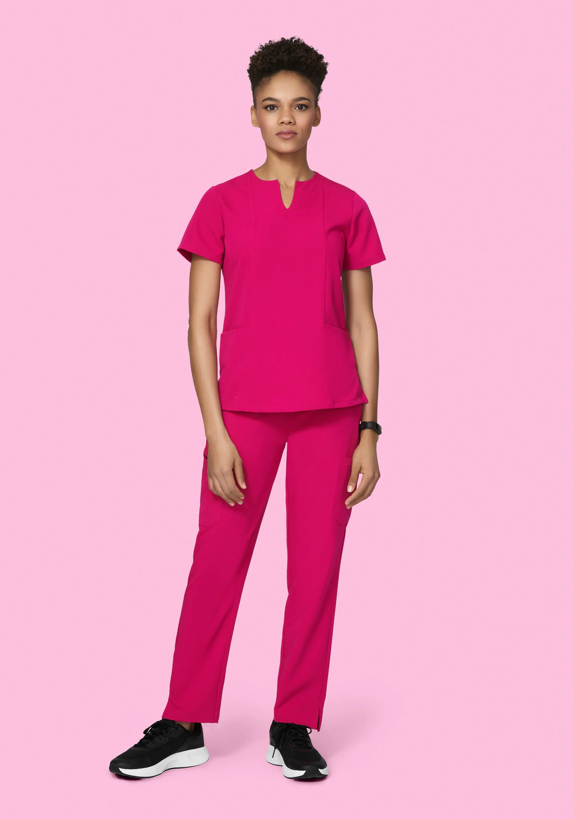 5 Pocket Notch Neck Top Raspberry - Image 3