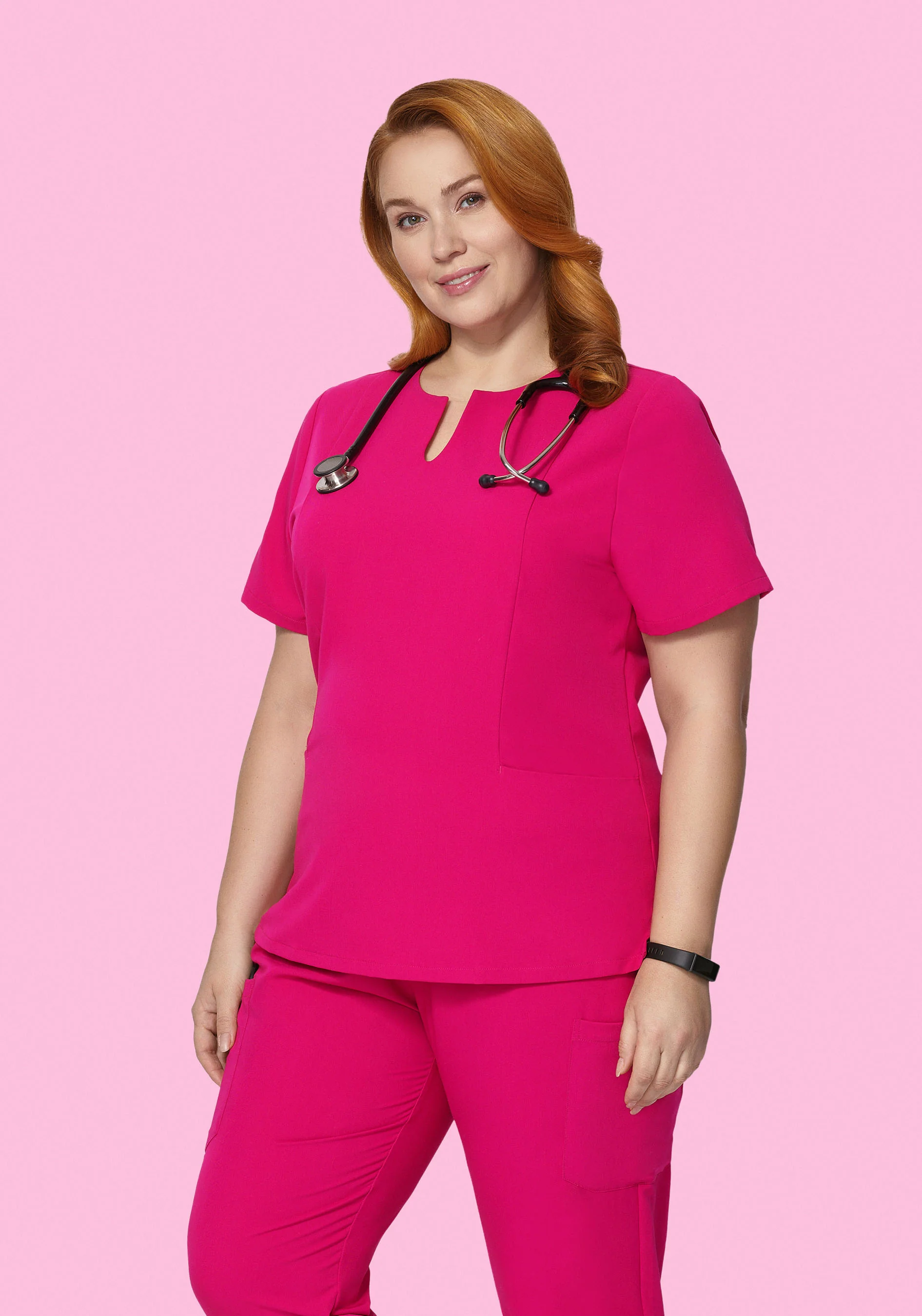 5 Pocket Notch Neck Top Raspberry - Image 5