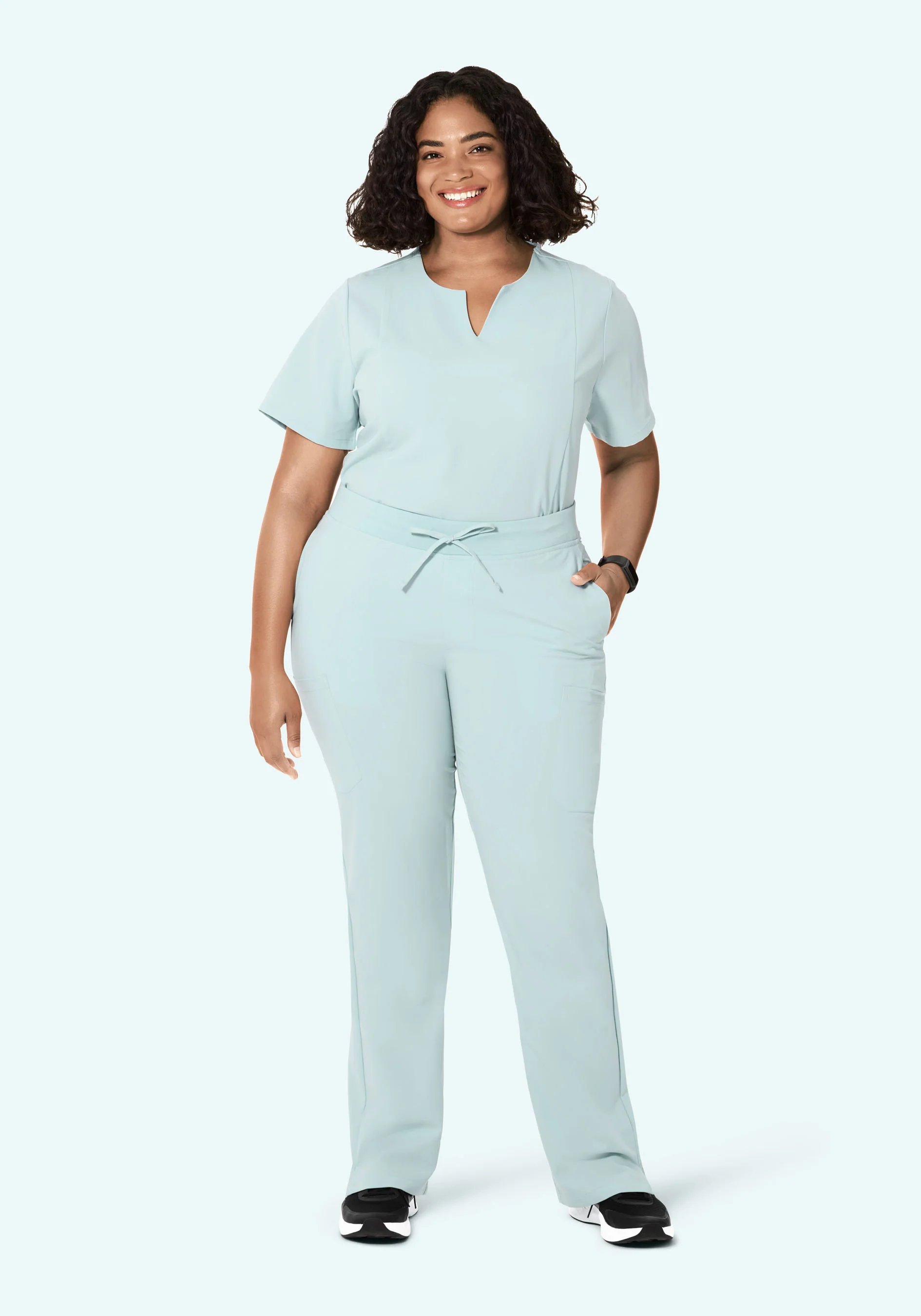 5 Pocket Notch Neck Top Sky - Image 7