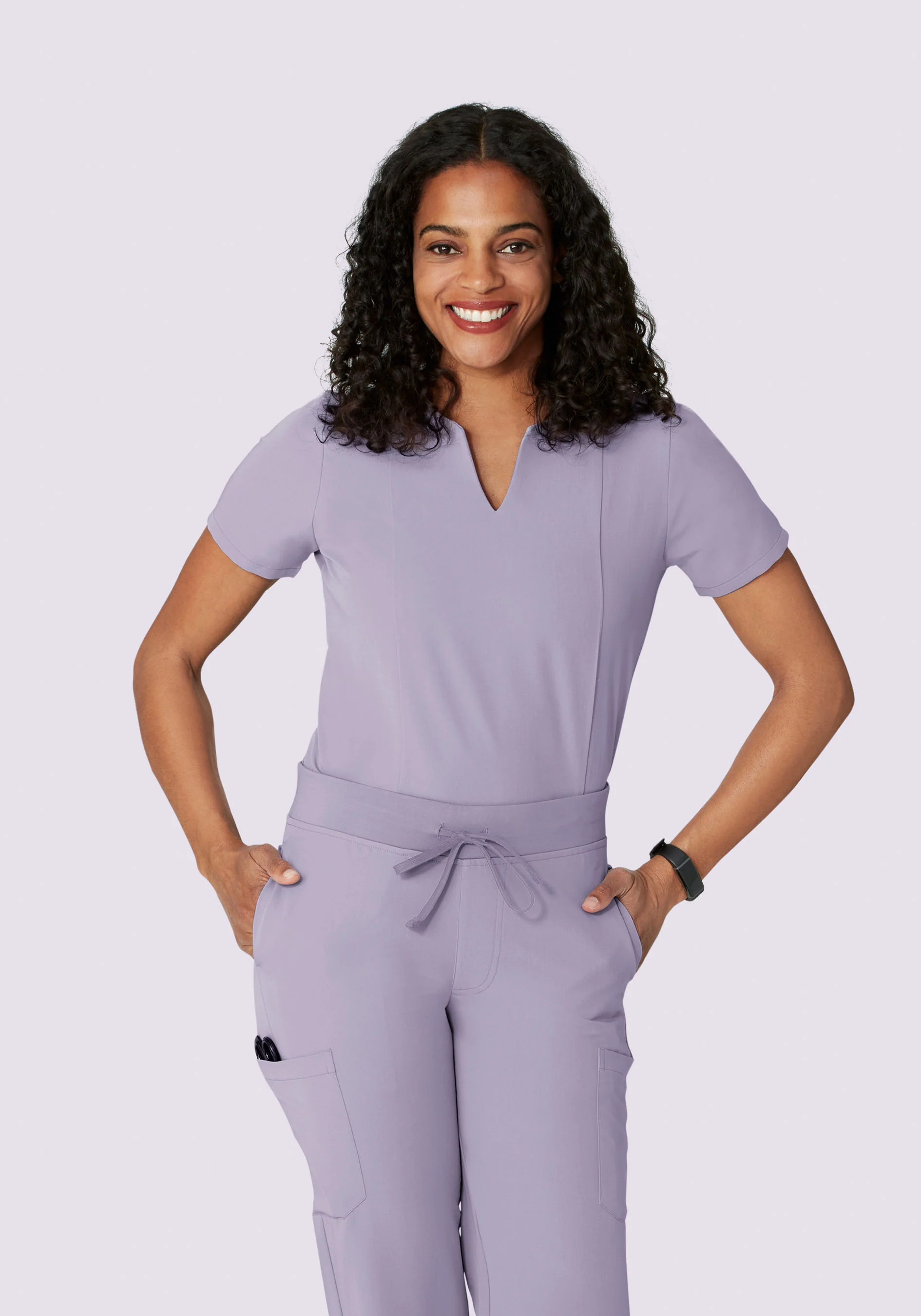5 Pocket Notch Neck Top Ube - Image 2