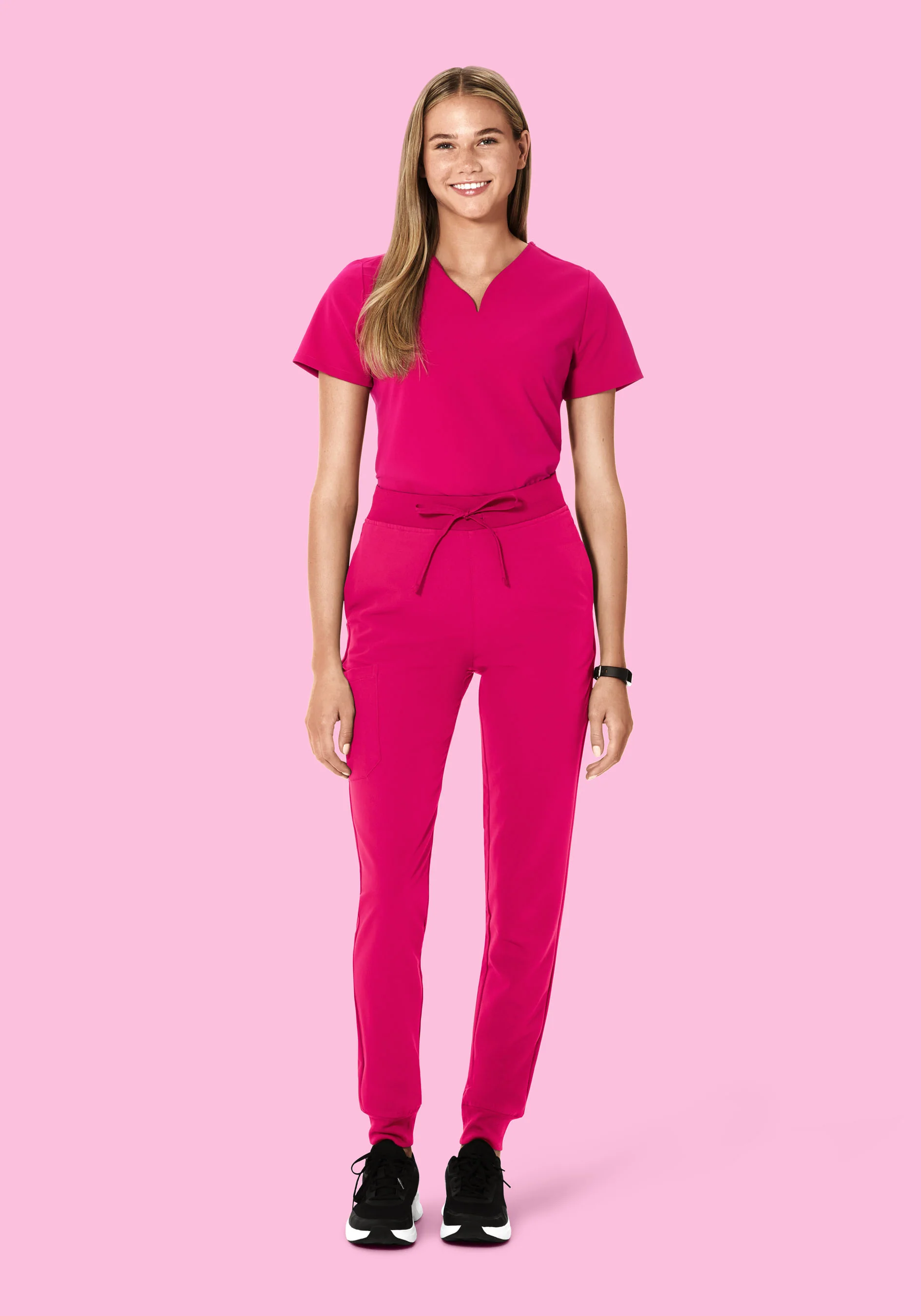 Curved V-Neck Top Raspberry - Image 4