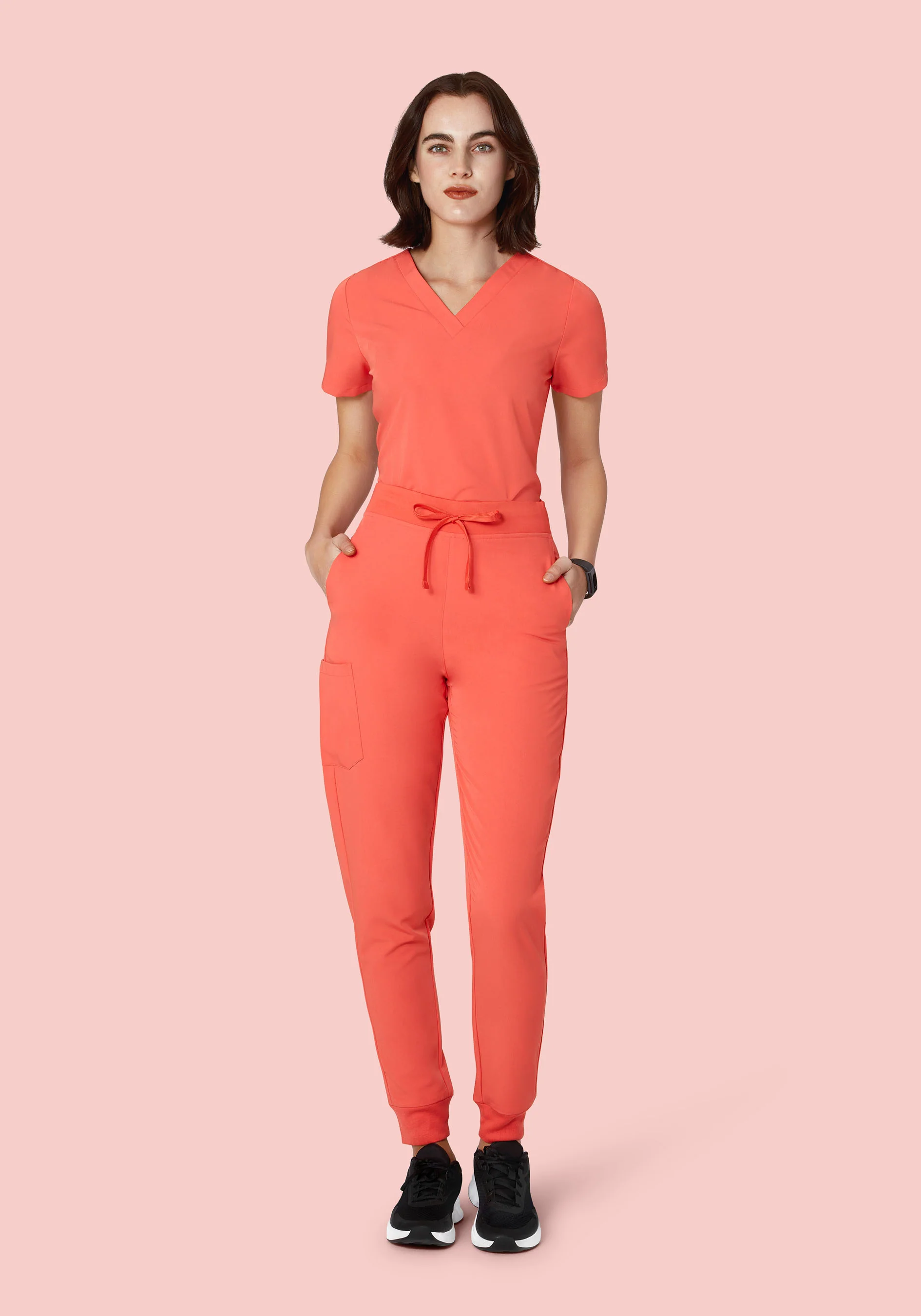High Waisted Joggers Coral - Image 2