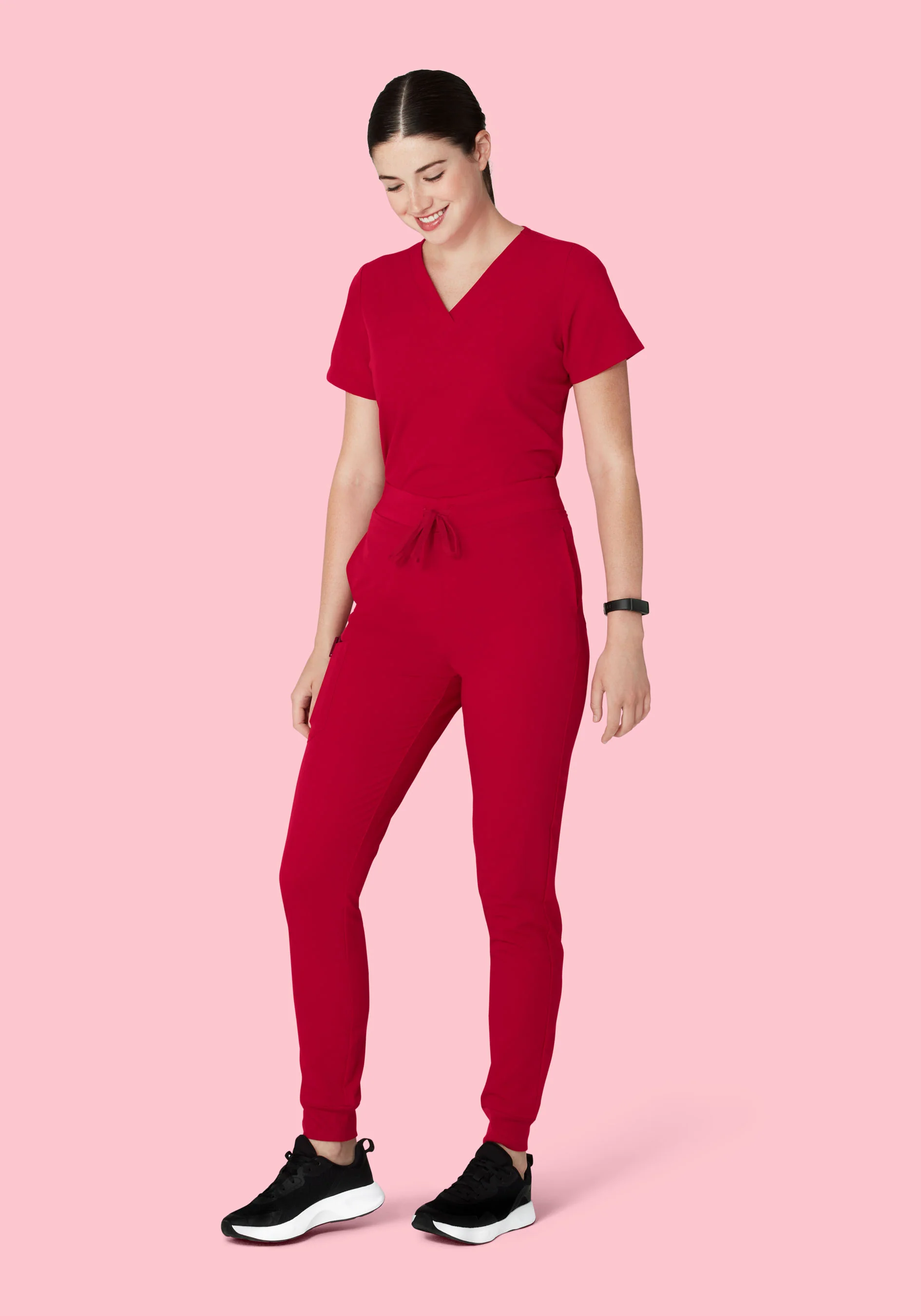 High Waisted Joggers Crimson - Image 2