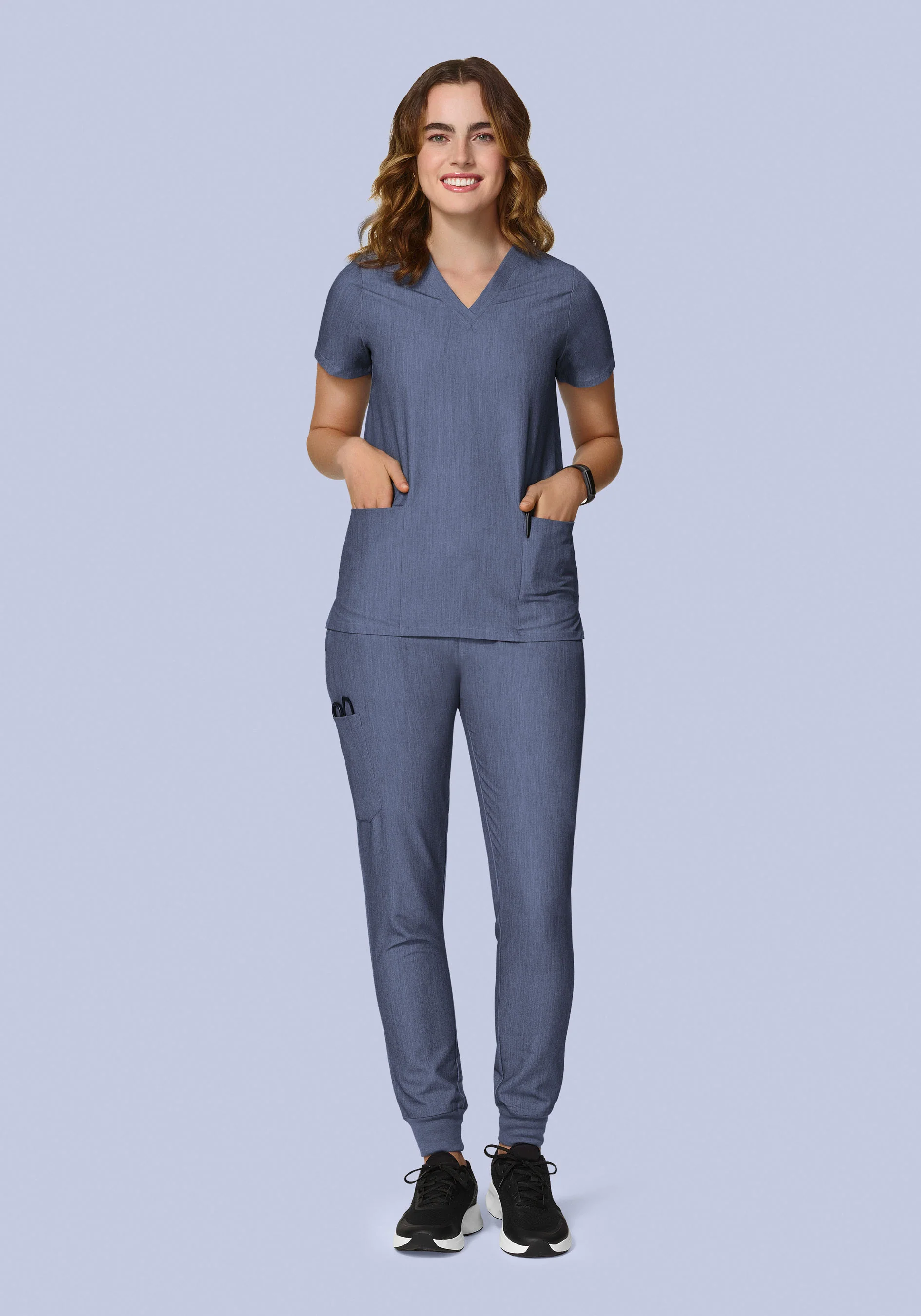 High Waisted Joggers Heather Denim - Image 3