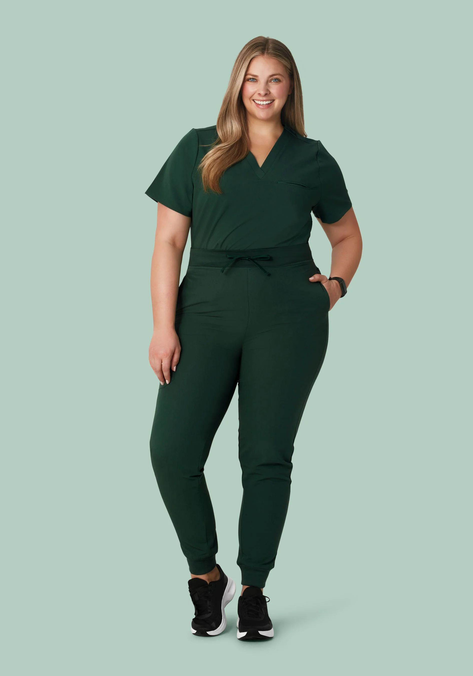 High Waisted Joggers Midnight Green - Image 6