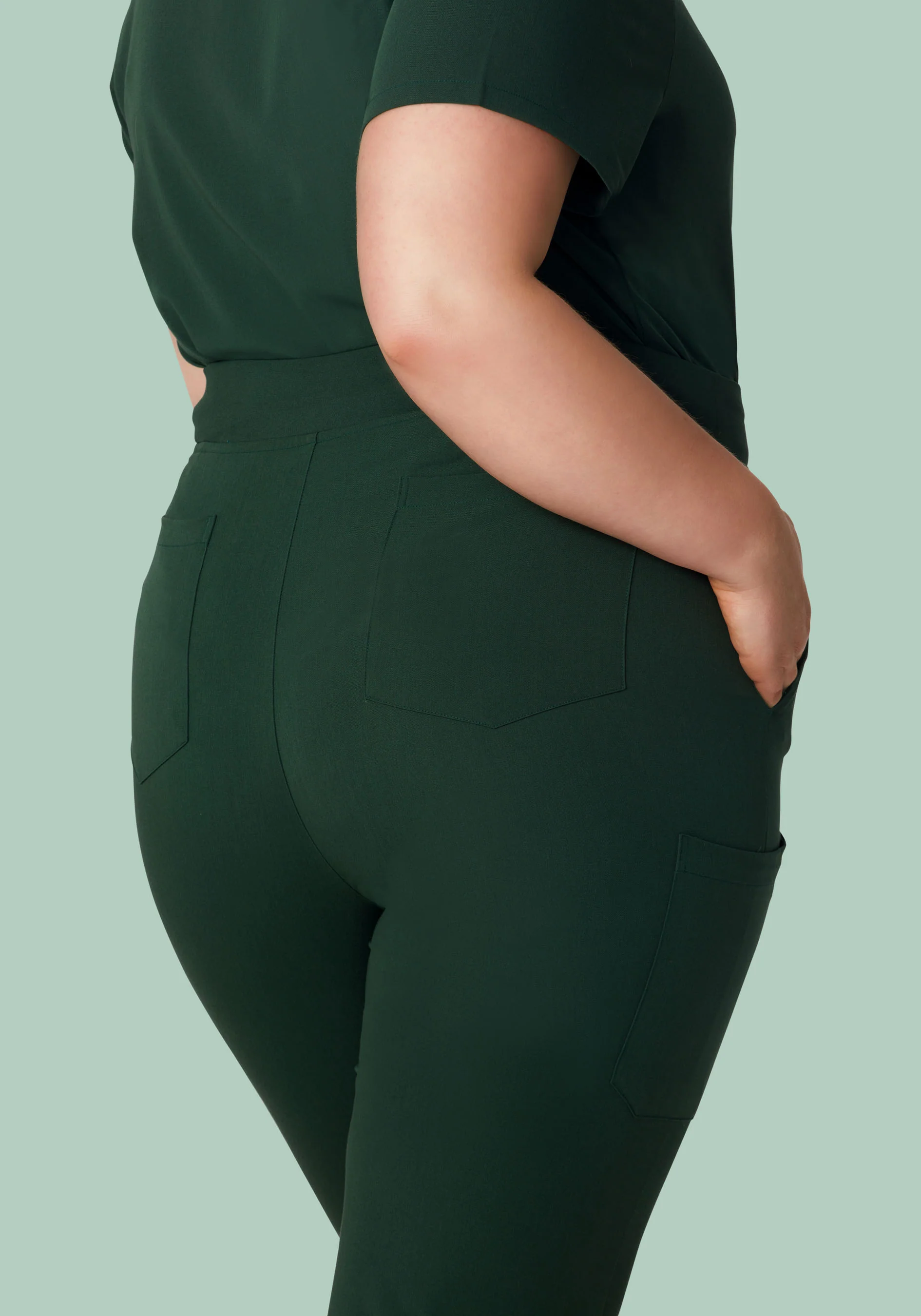 High Waisted Joggers Midnight Green - Image 8