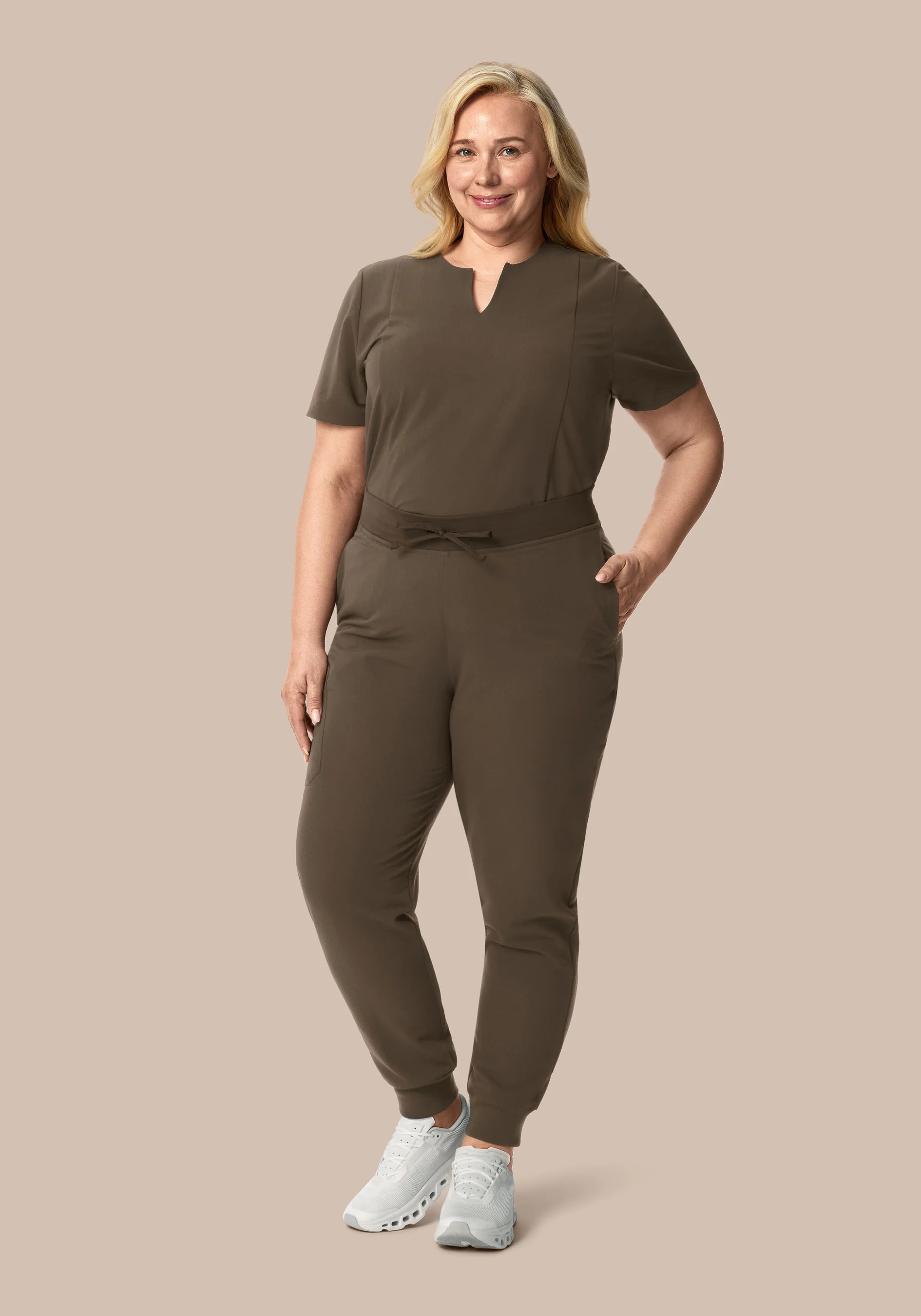 High Waisted Joggers Truffle - Image 5