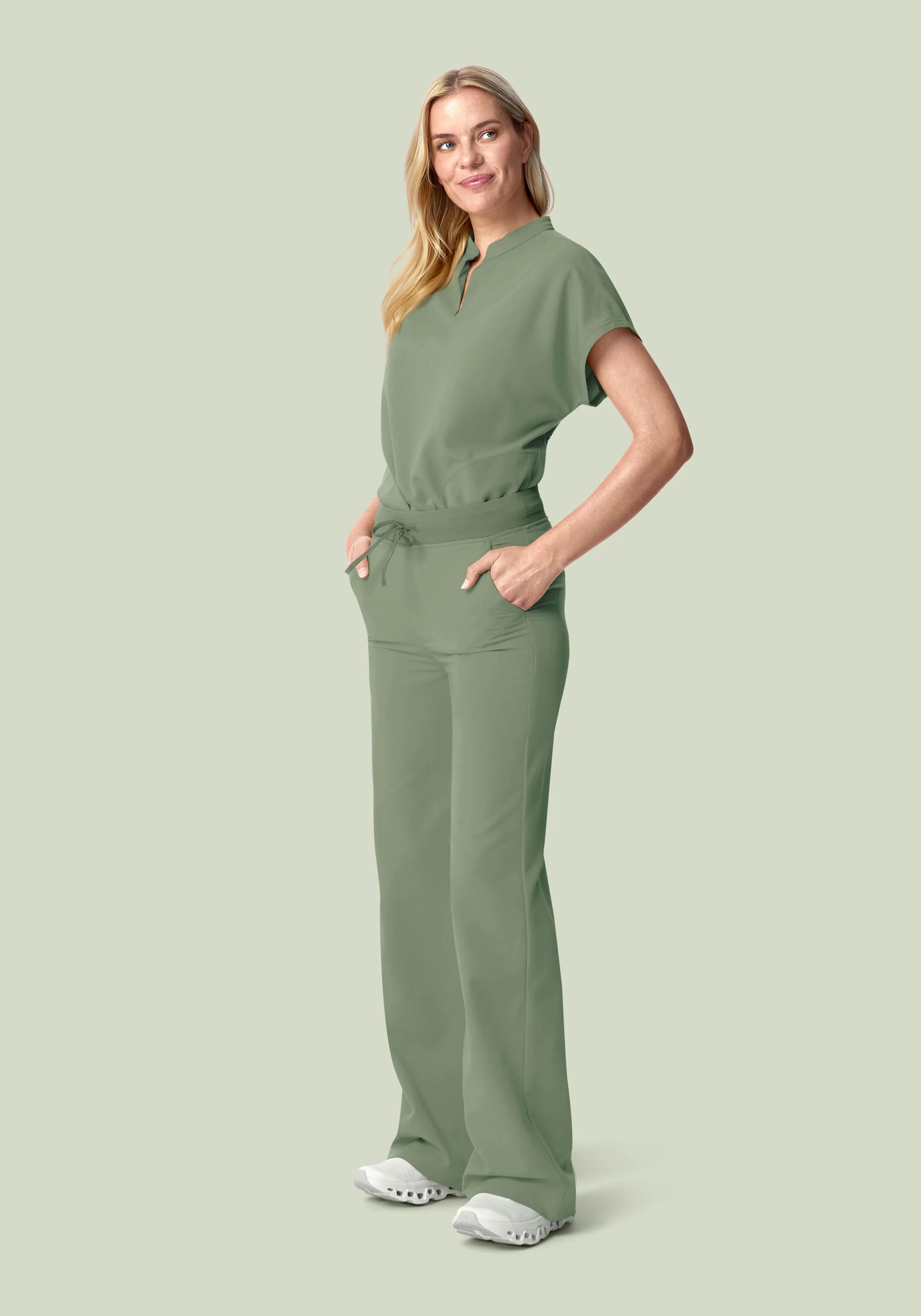 High Waisted Wide Leg Cool Sage - Image 2
