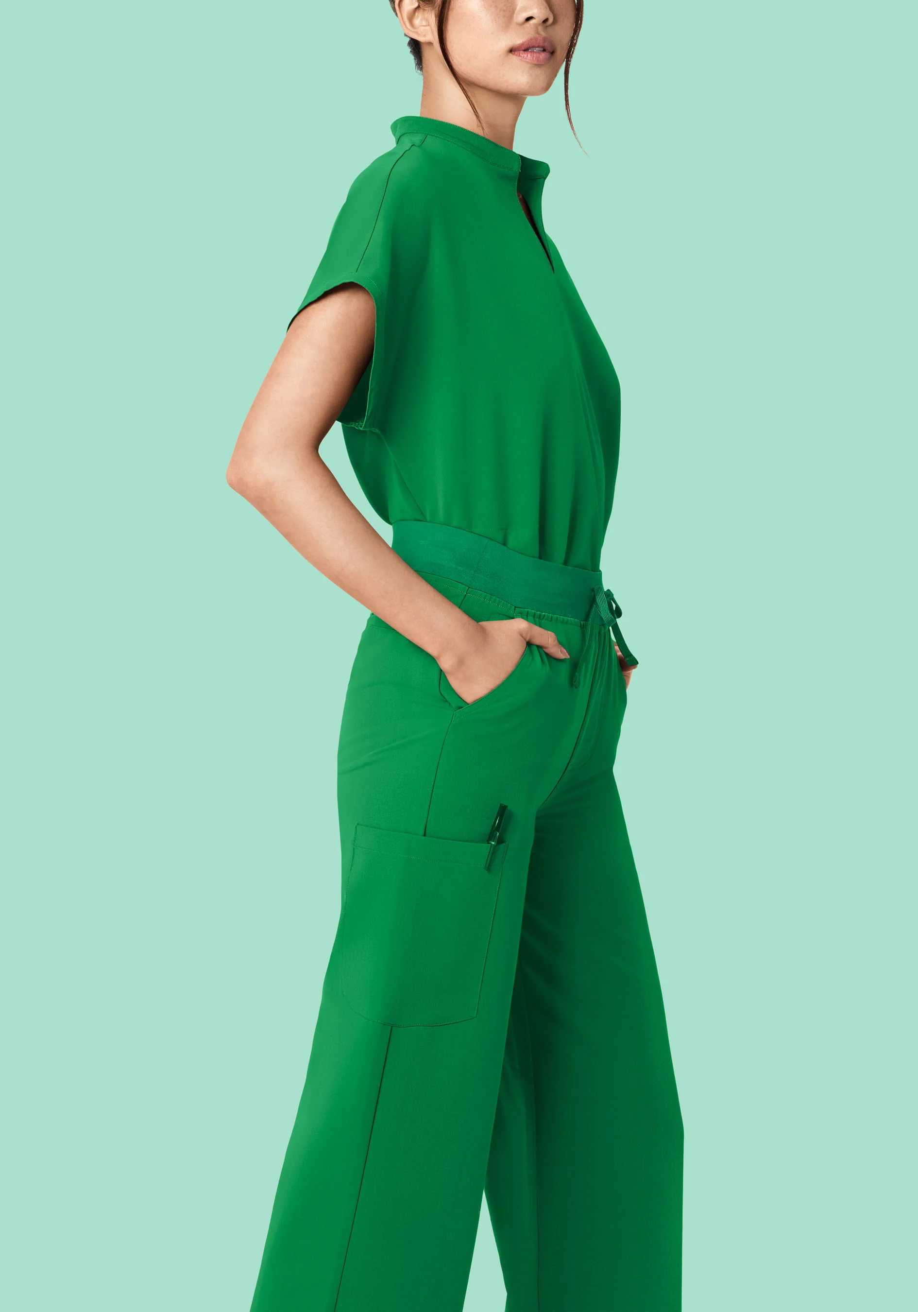 High Waisted Wide Leg Emerald - Image 4