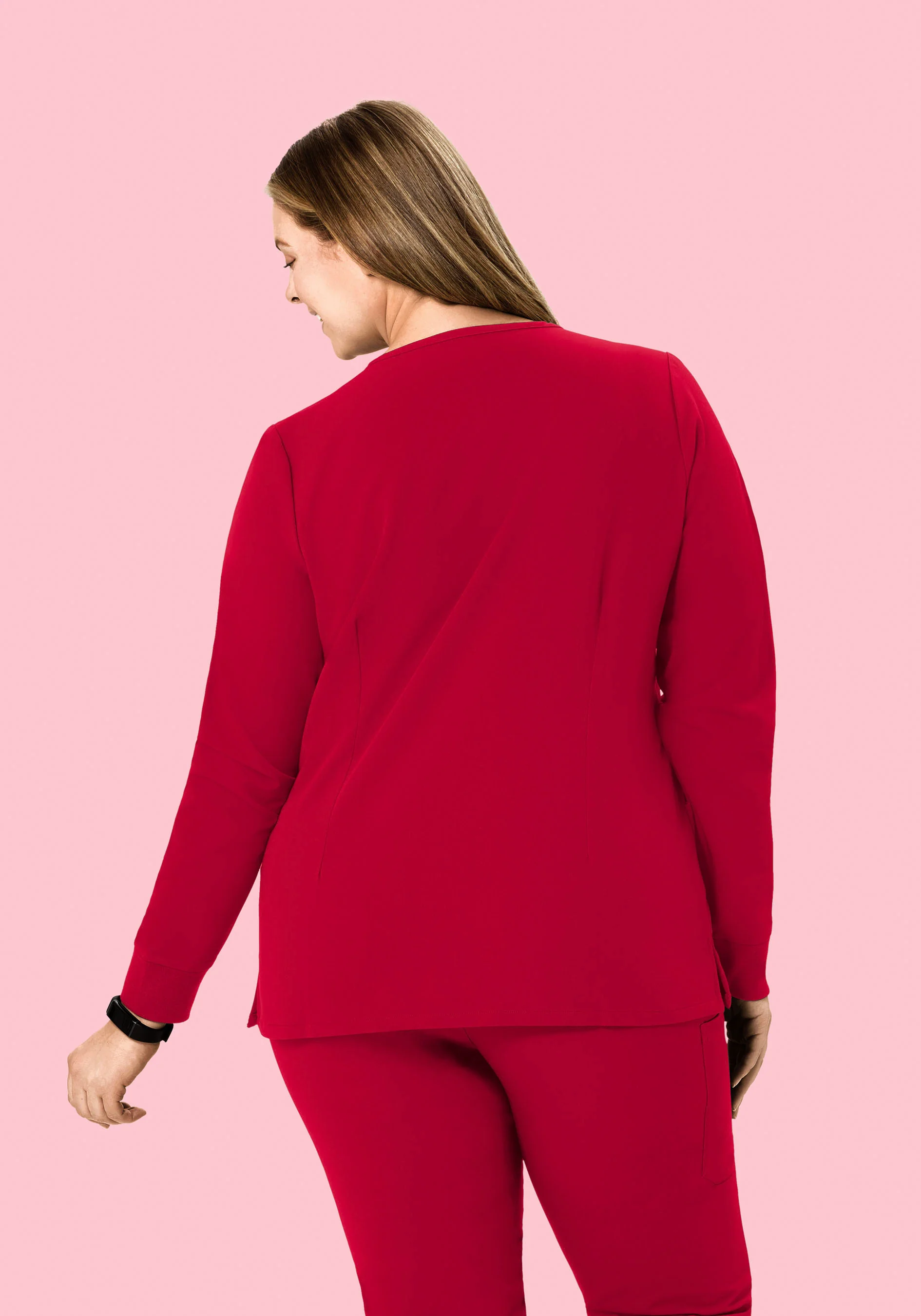 Long Sleeve 6 Pocket Top Crimson - Image 6