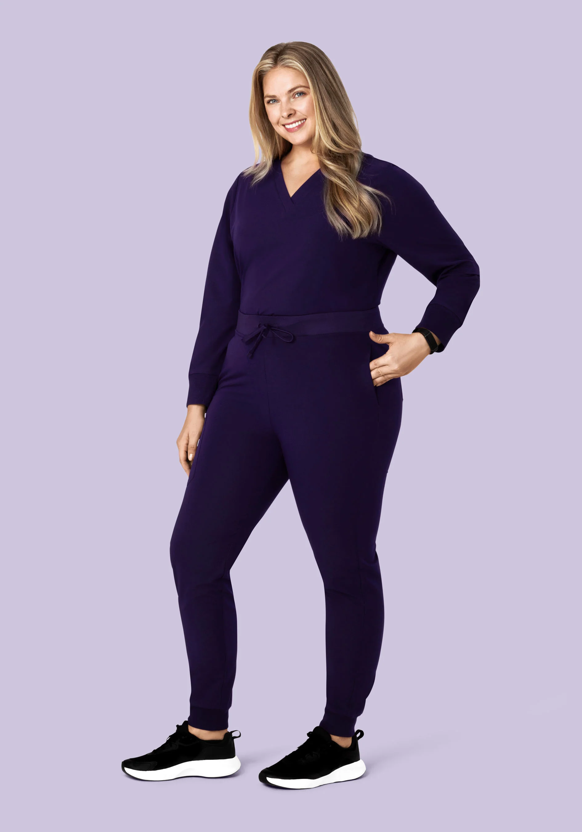 Long Sleeve 6 Pocket Top Eggplant - Image 7
