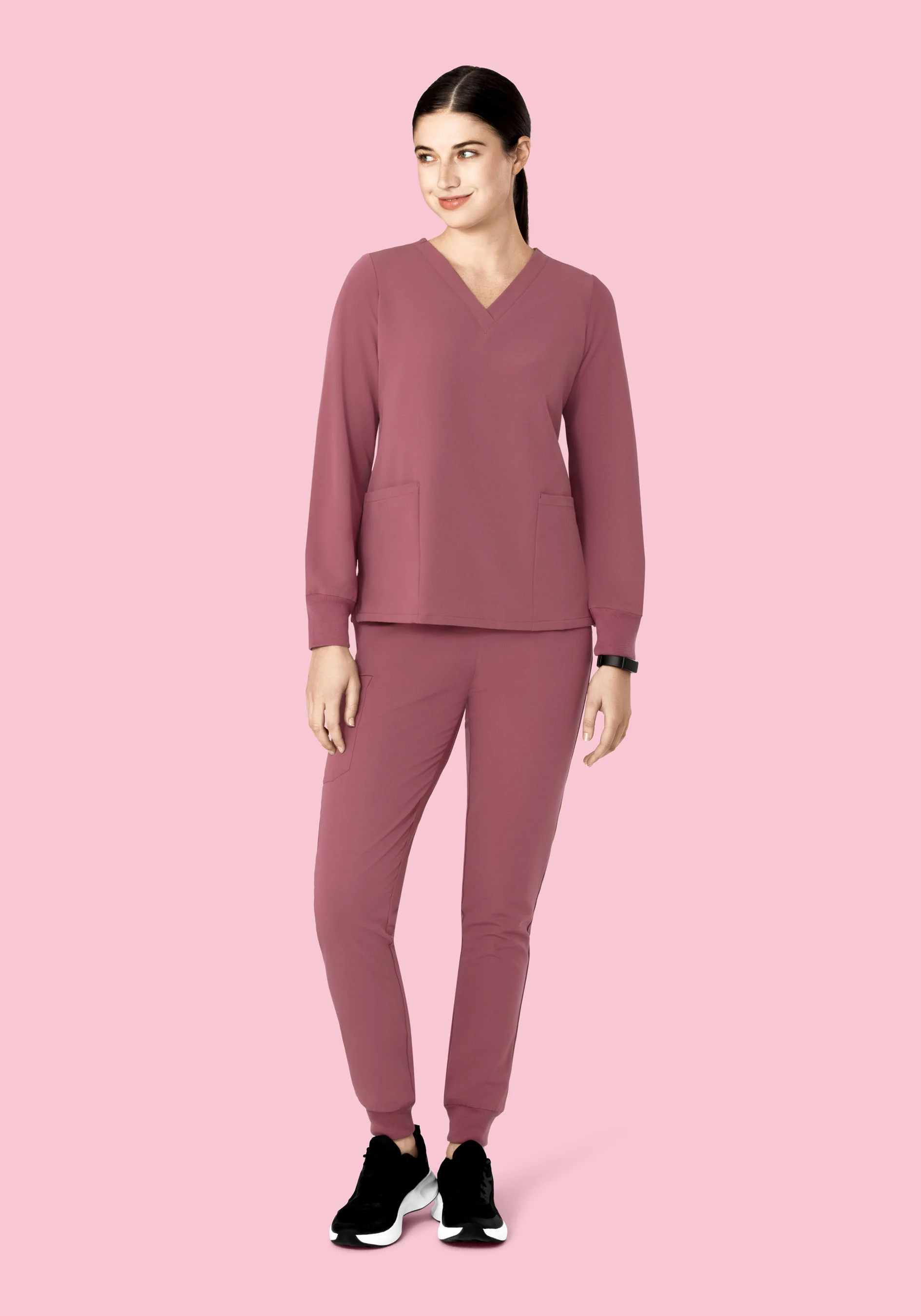 Long Sleeve 6 Pocket Top Mauve - Image 4