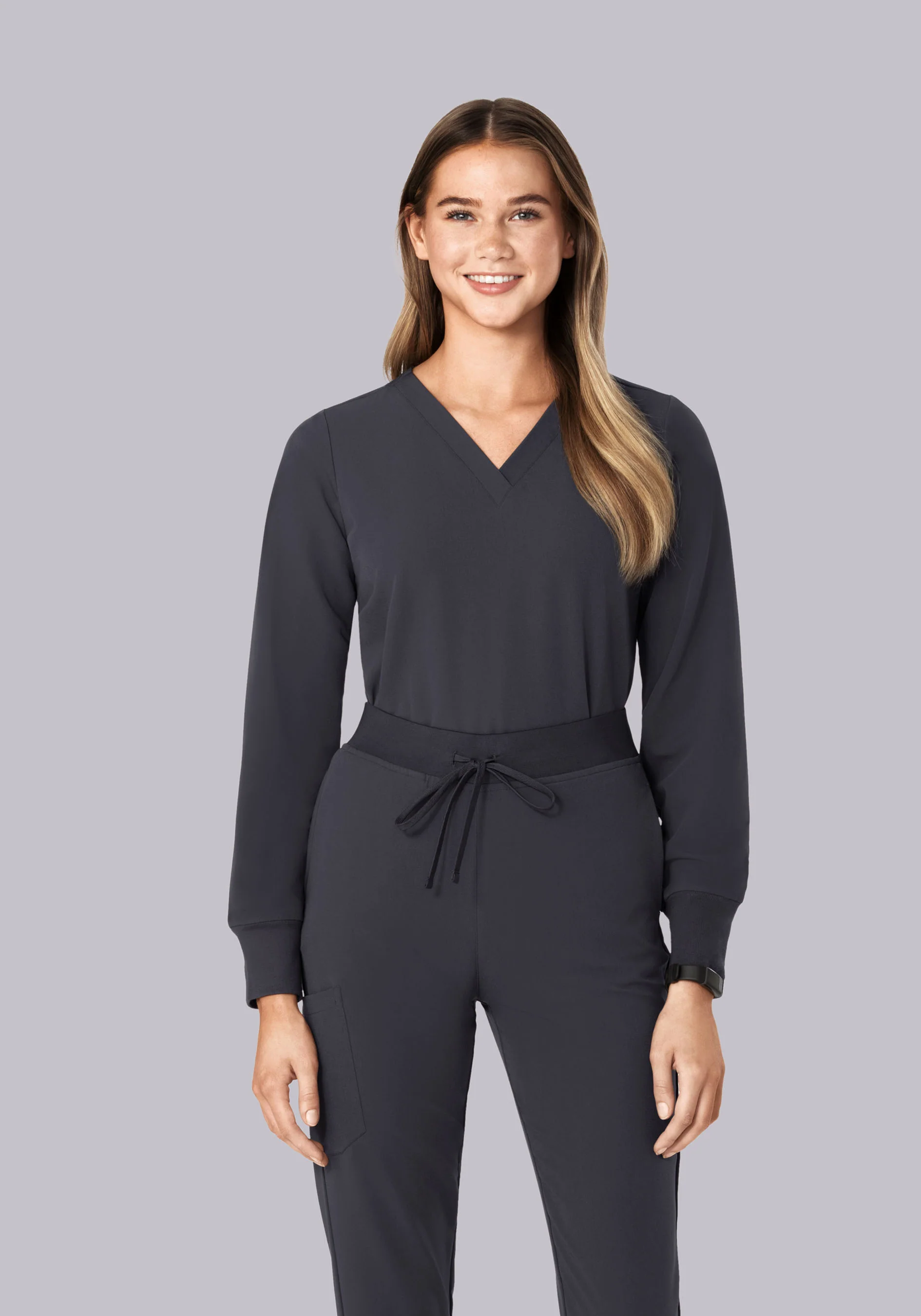 Long Sleeve 6 Pocket Top Pewter - Image 2