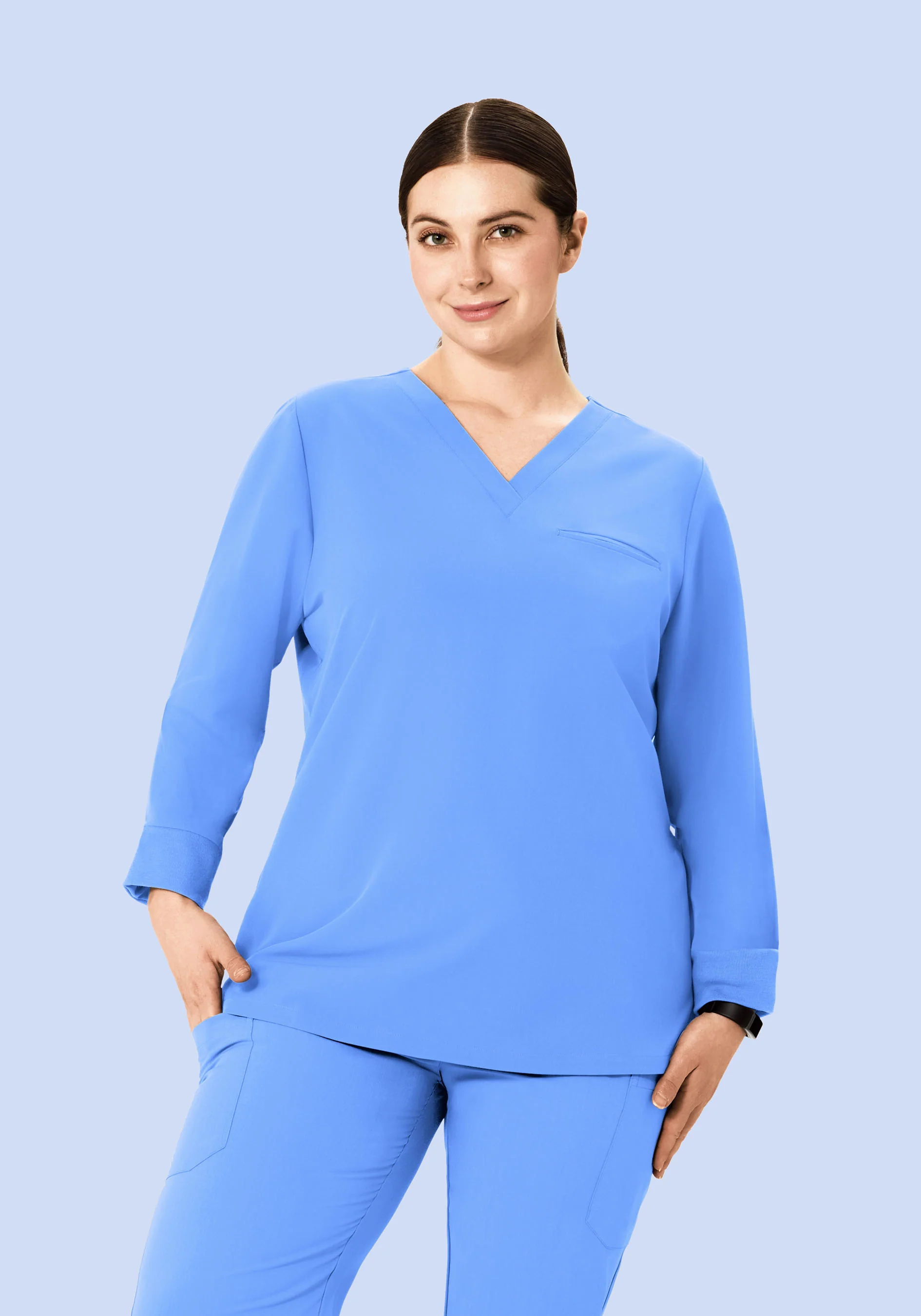 Long Sleeve One Pocket Top Ceil Blue - Image 5