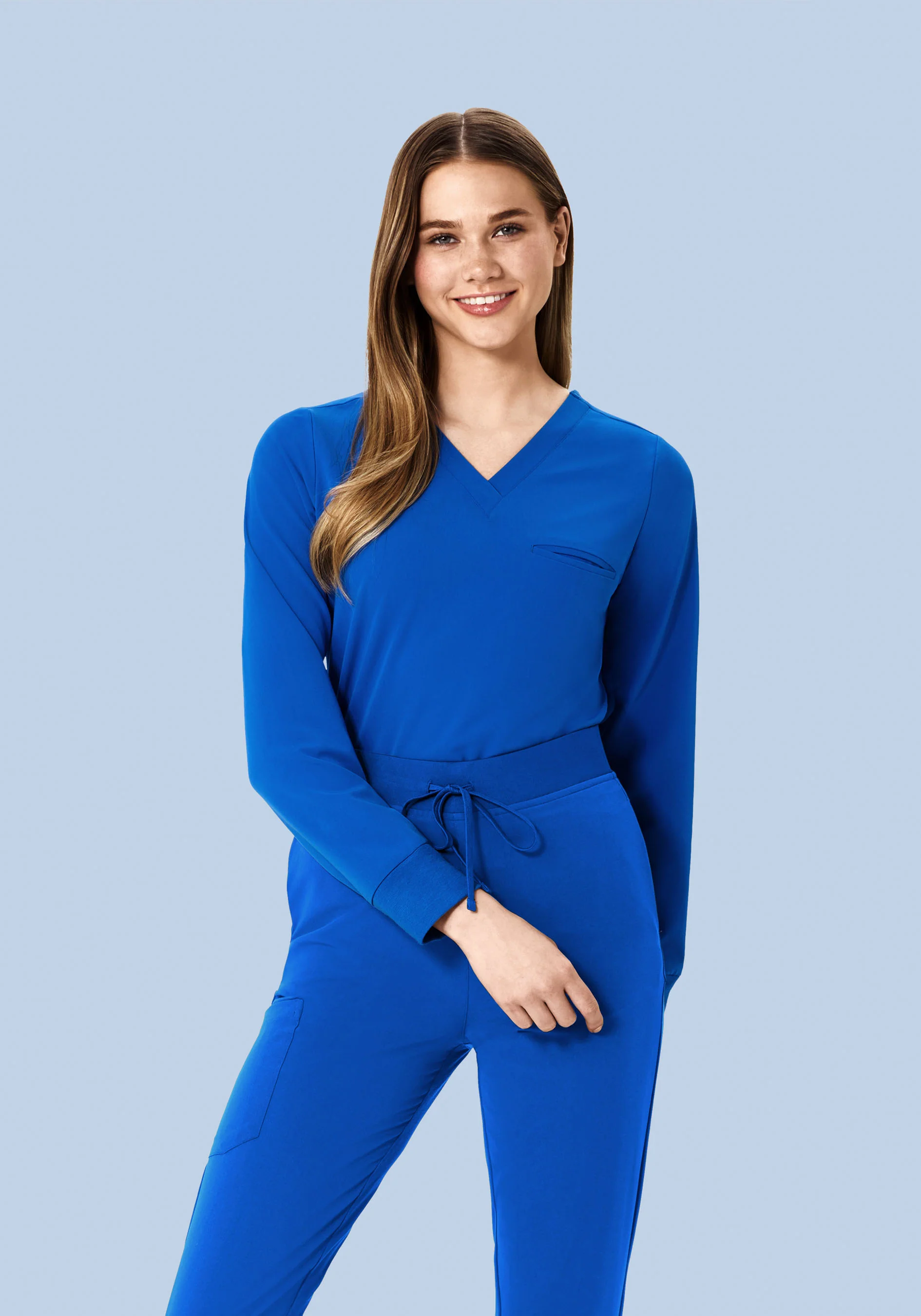 Long Sleeve One Pocket Top Royal Blue - Image 2