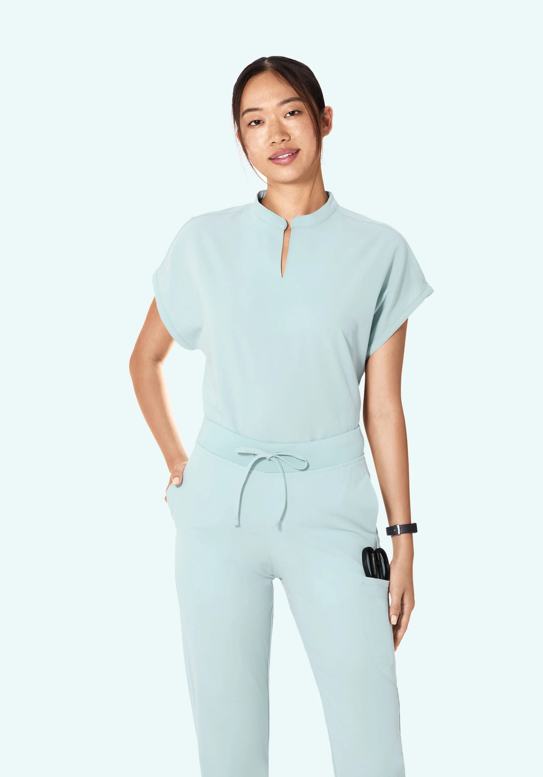 Mandarin Dolman Top Sky - Image 2