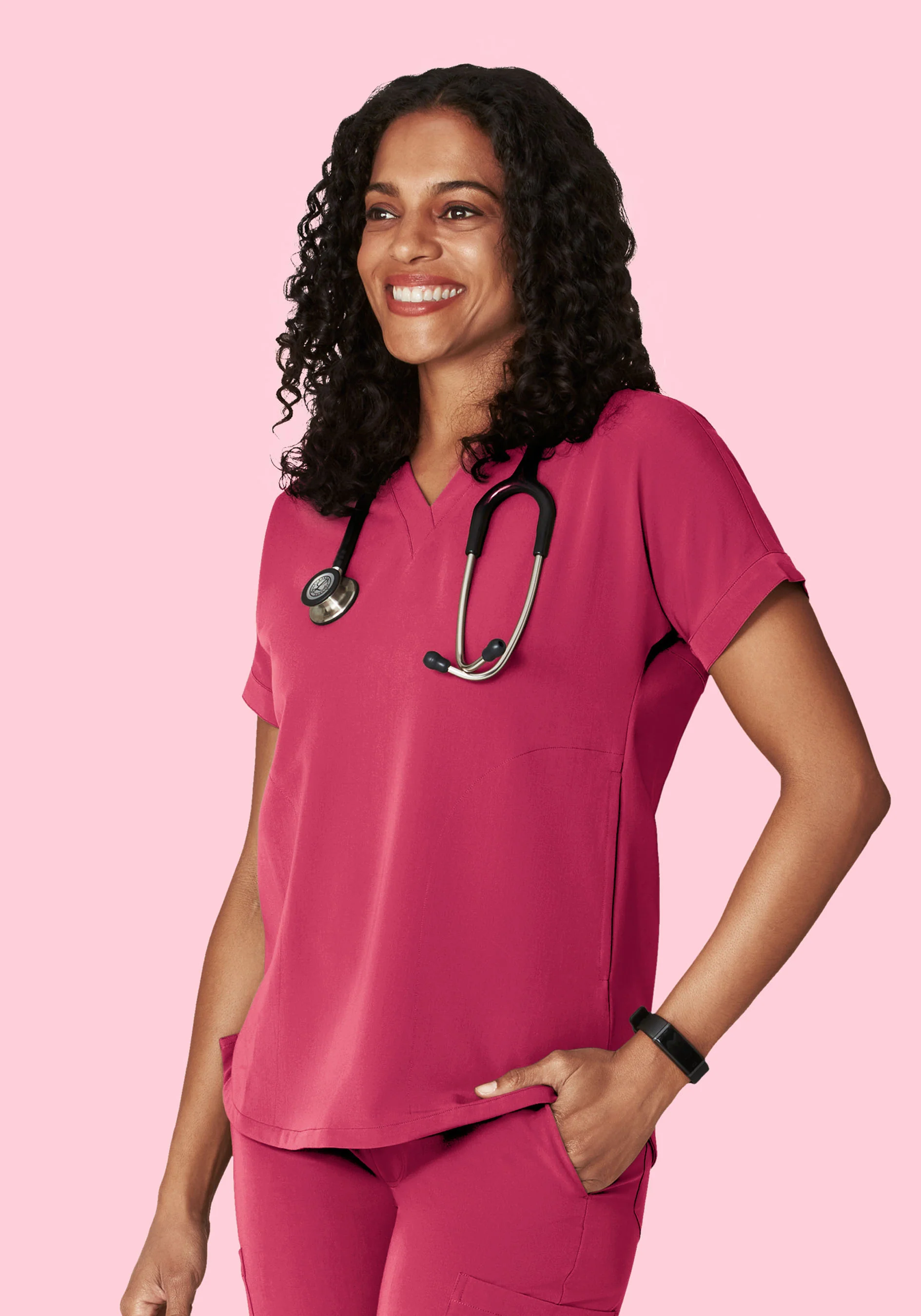 Oversized V Neck Top Deep Magenta - Image 2