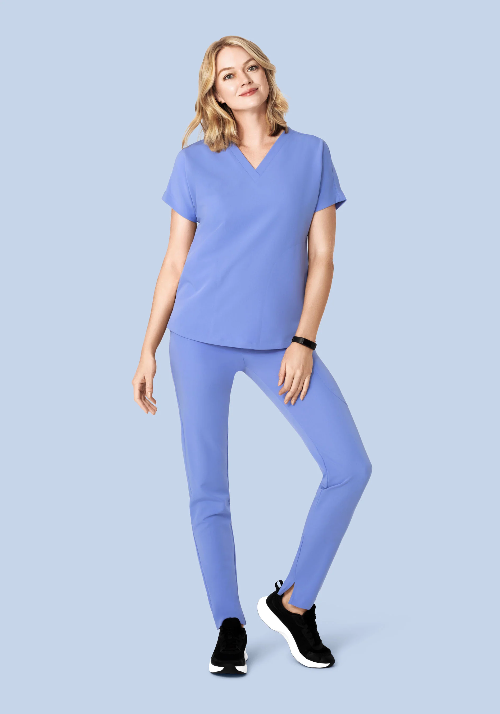 Oversized V Neck Top French Blue - Image 6