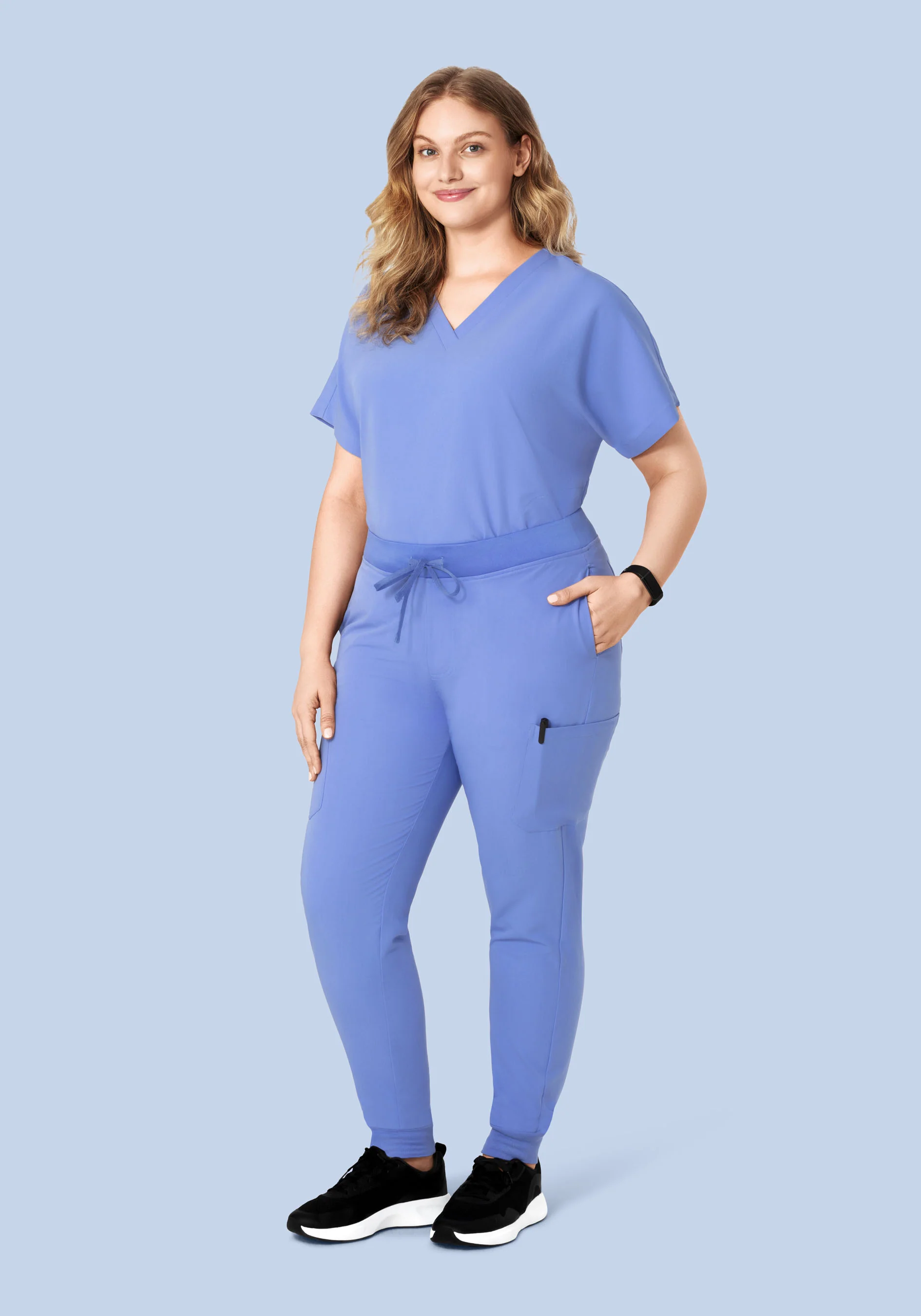 Oversized V Neck Top French Blue - Image 9