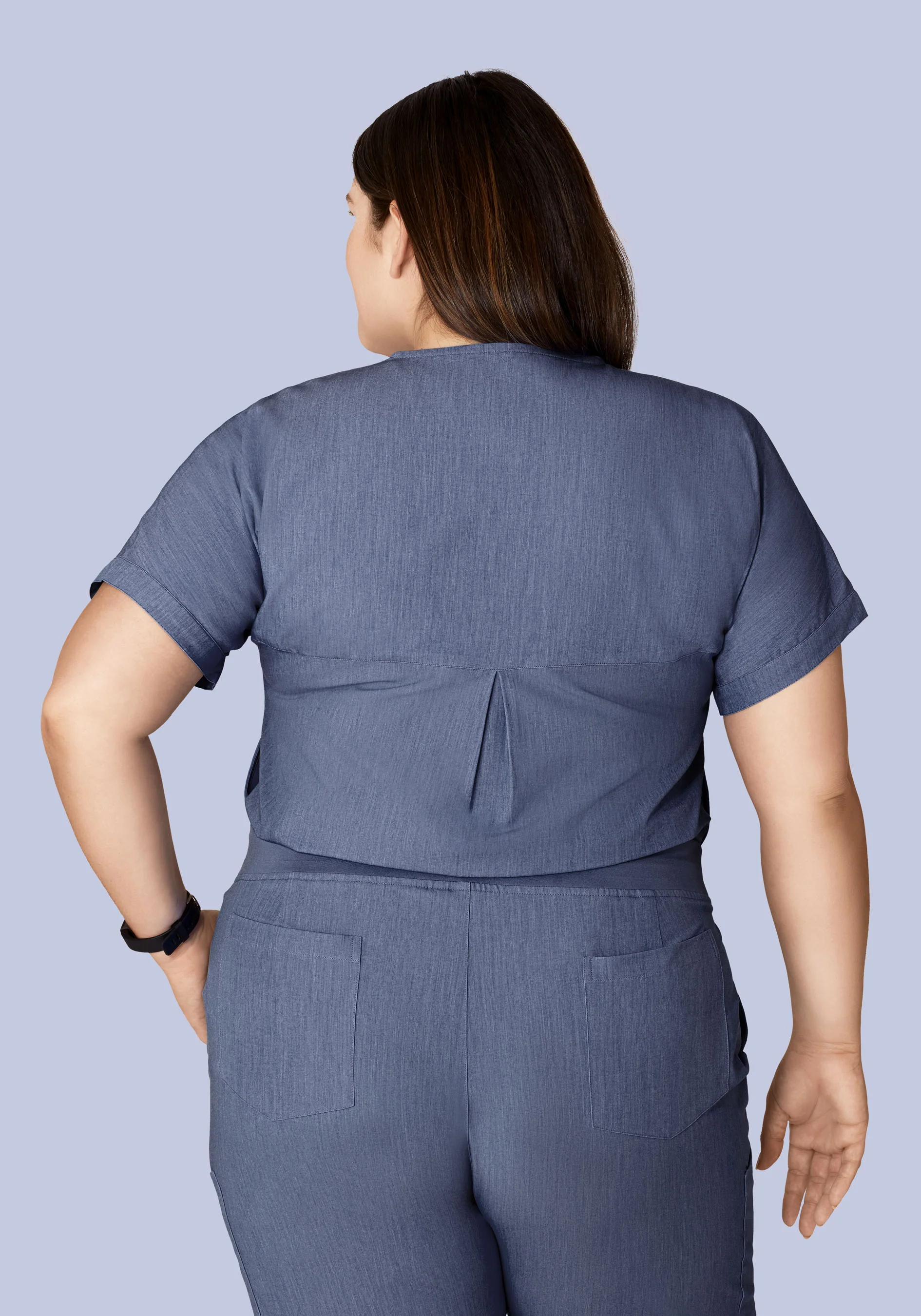 Oversized V Neck Top Heather Denim - Image 9