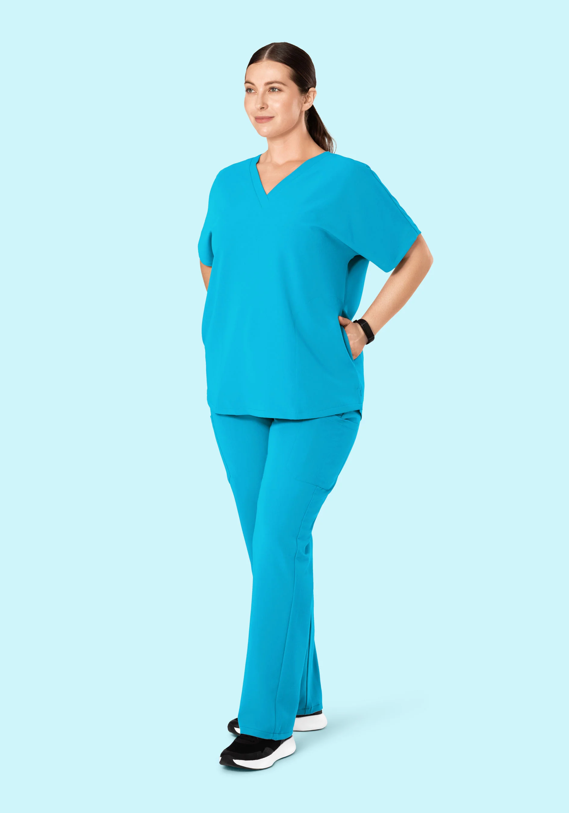 Oversized V Neck Top Pacific Blue - Image 8