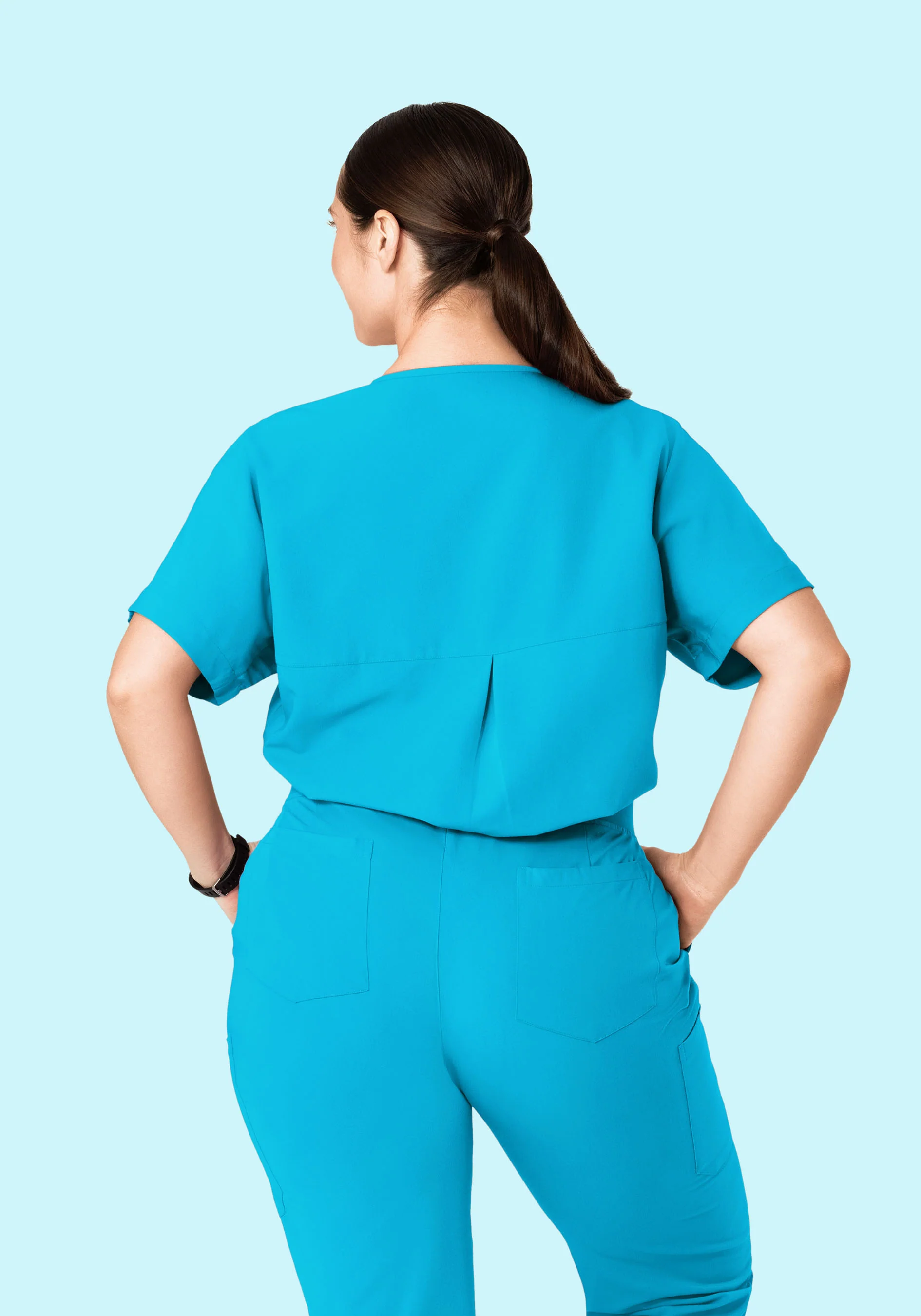 Oversized V Neck Top Pacific Blue - Image 9