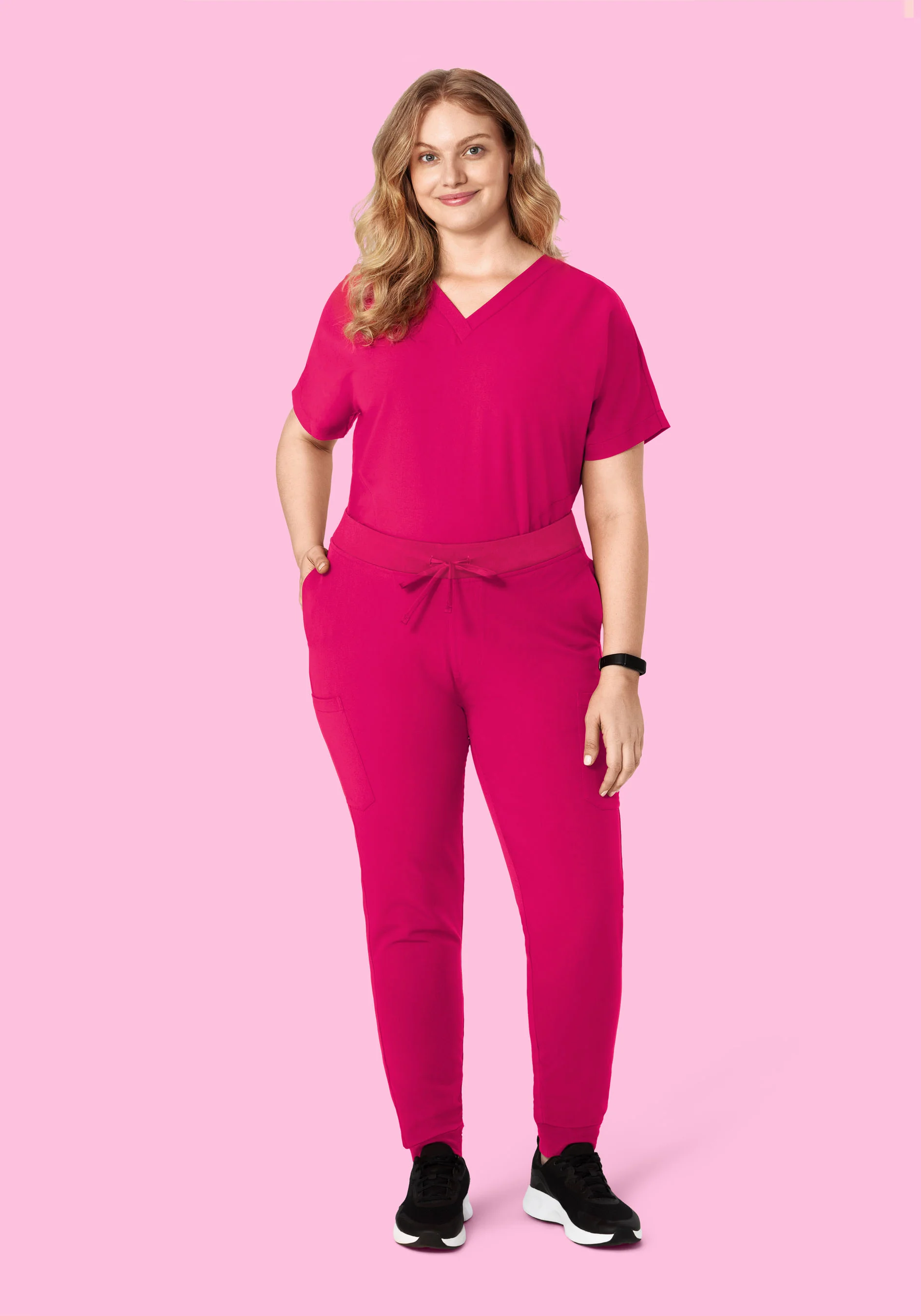 Oversized V Neck Top Raspberry - Image 9
