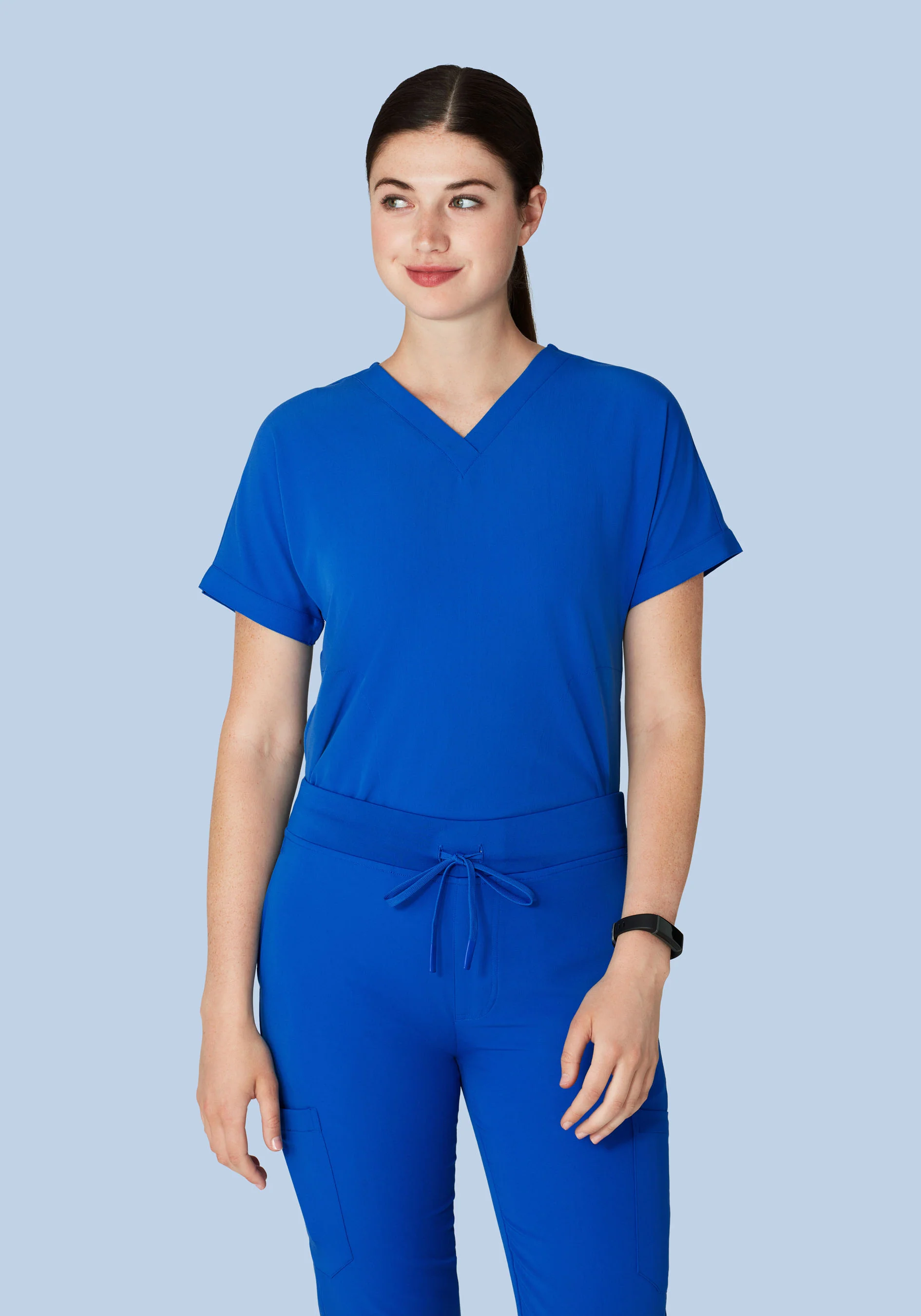 Oversized V Neck Top Royal Blue - Image 2