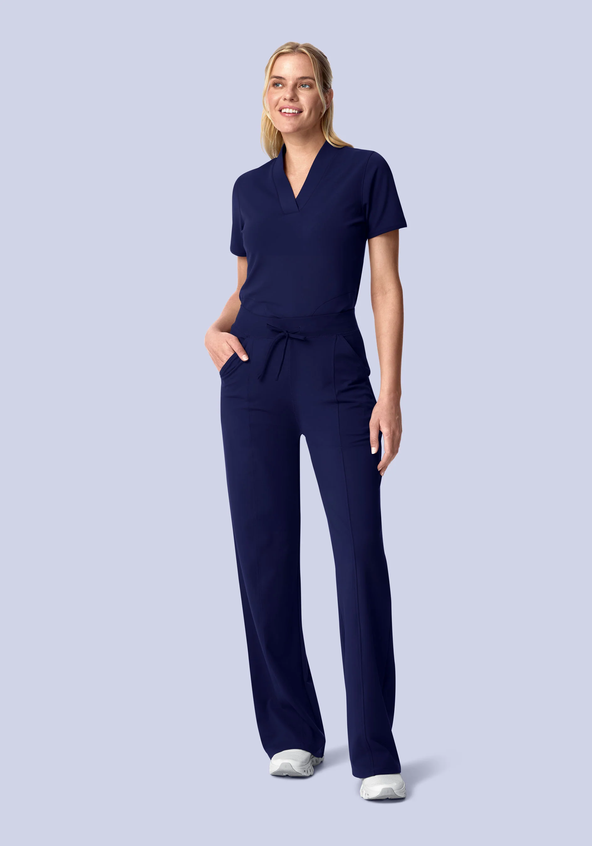 Soft Stretch High Waisted Wide Leg Navy - Image 2