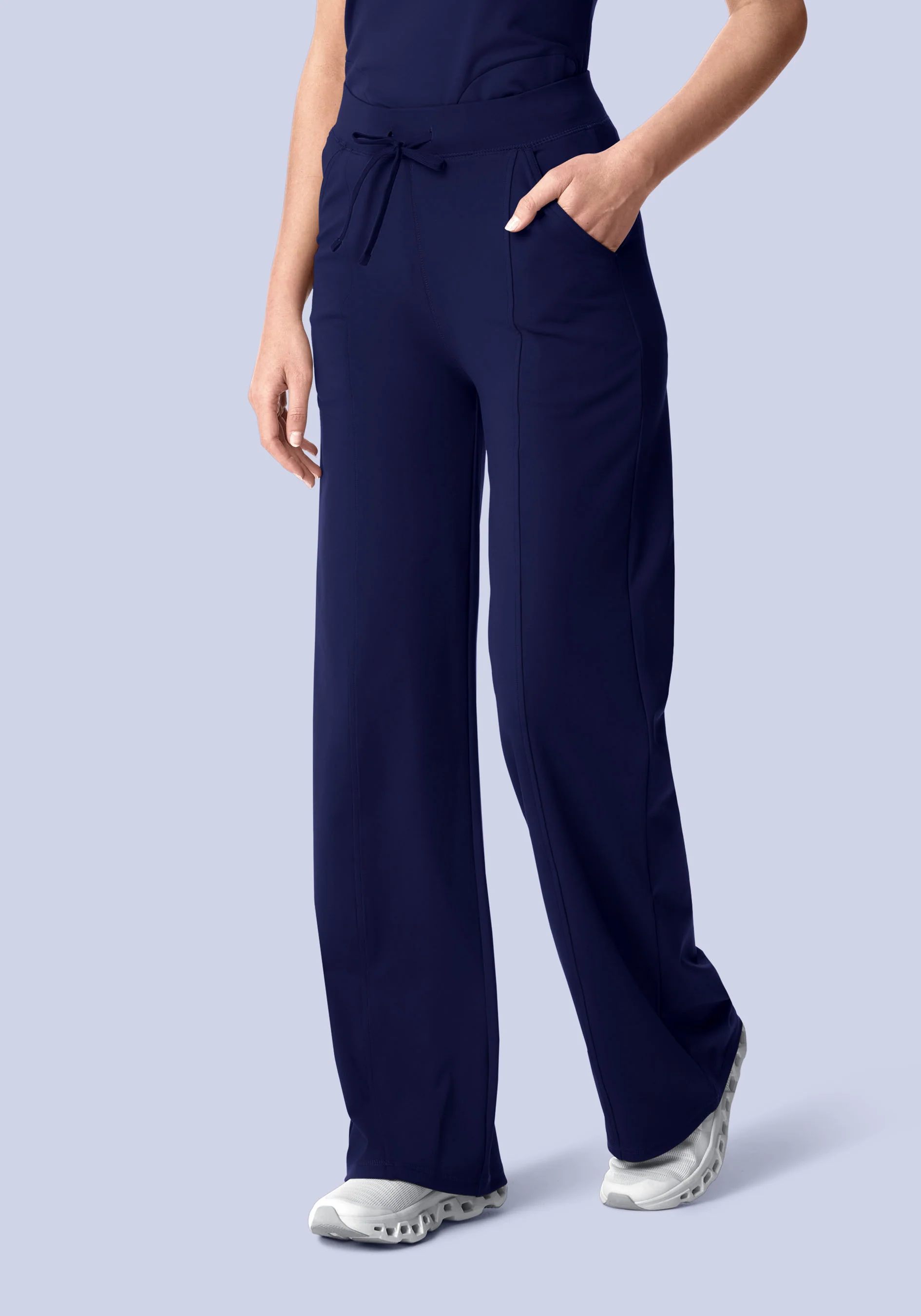 Soft Stretch High Waisted Wide Leg Navy - Image 3