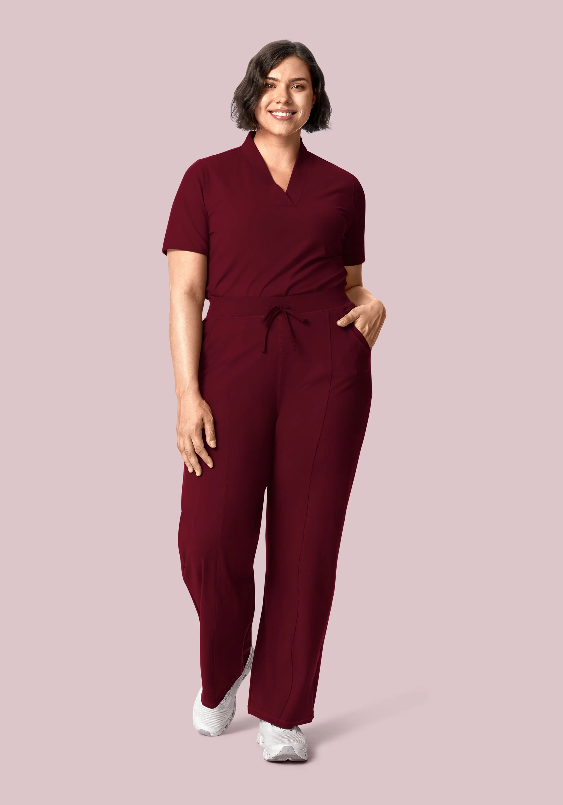 Soft Stretch High Waisted Wide Leg Wine - Image 5